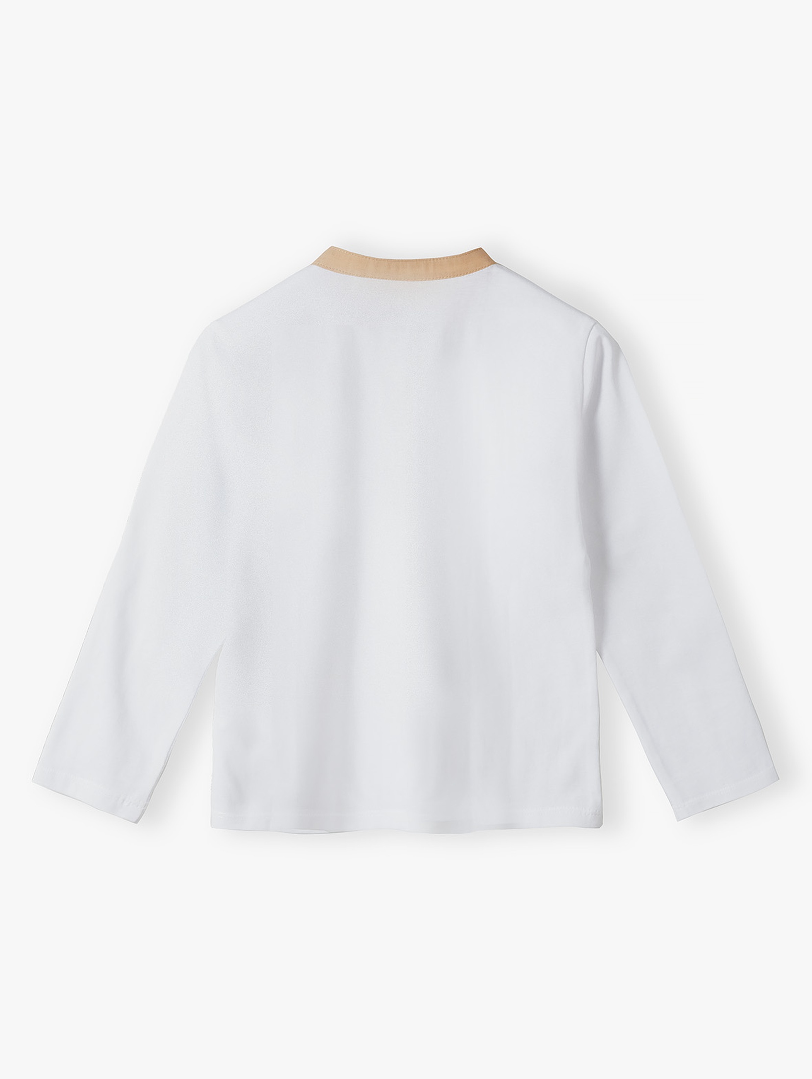 Biała bluzka bawełniana ze stójką z długim rękawem