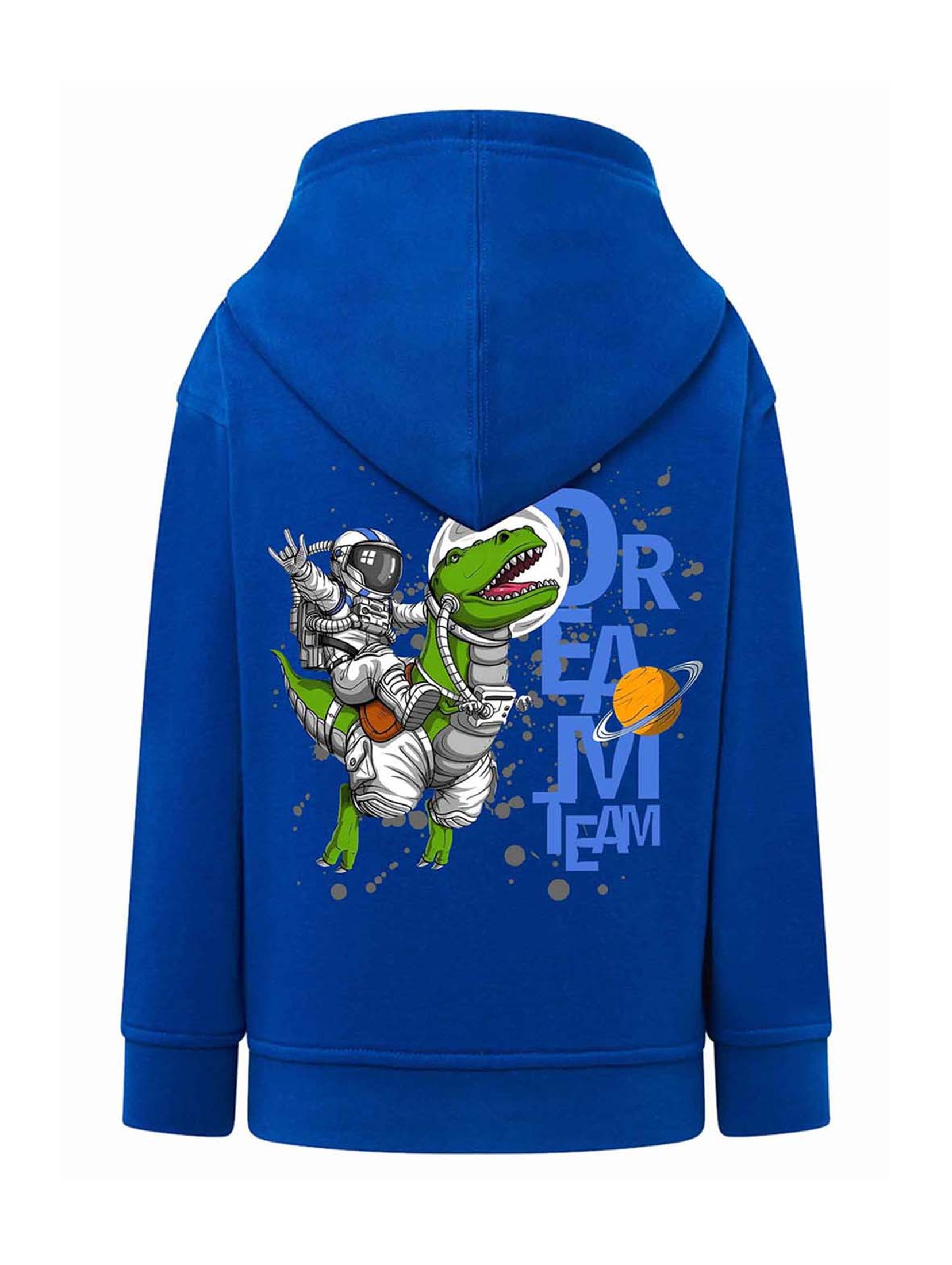 Chłopięca rozpinana bluza z kapturem Astronauta & Dinozaur niebieska