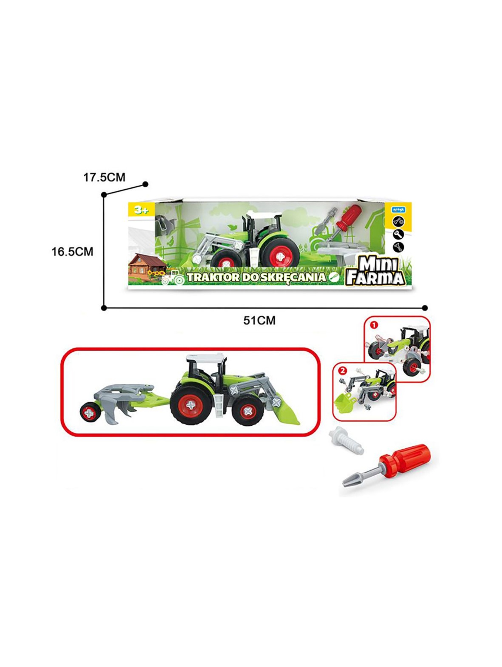 Mini farma traktor z przyczepą do skręcania