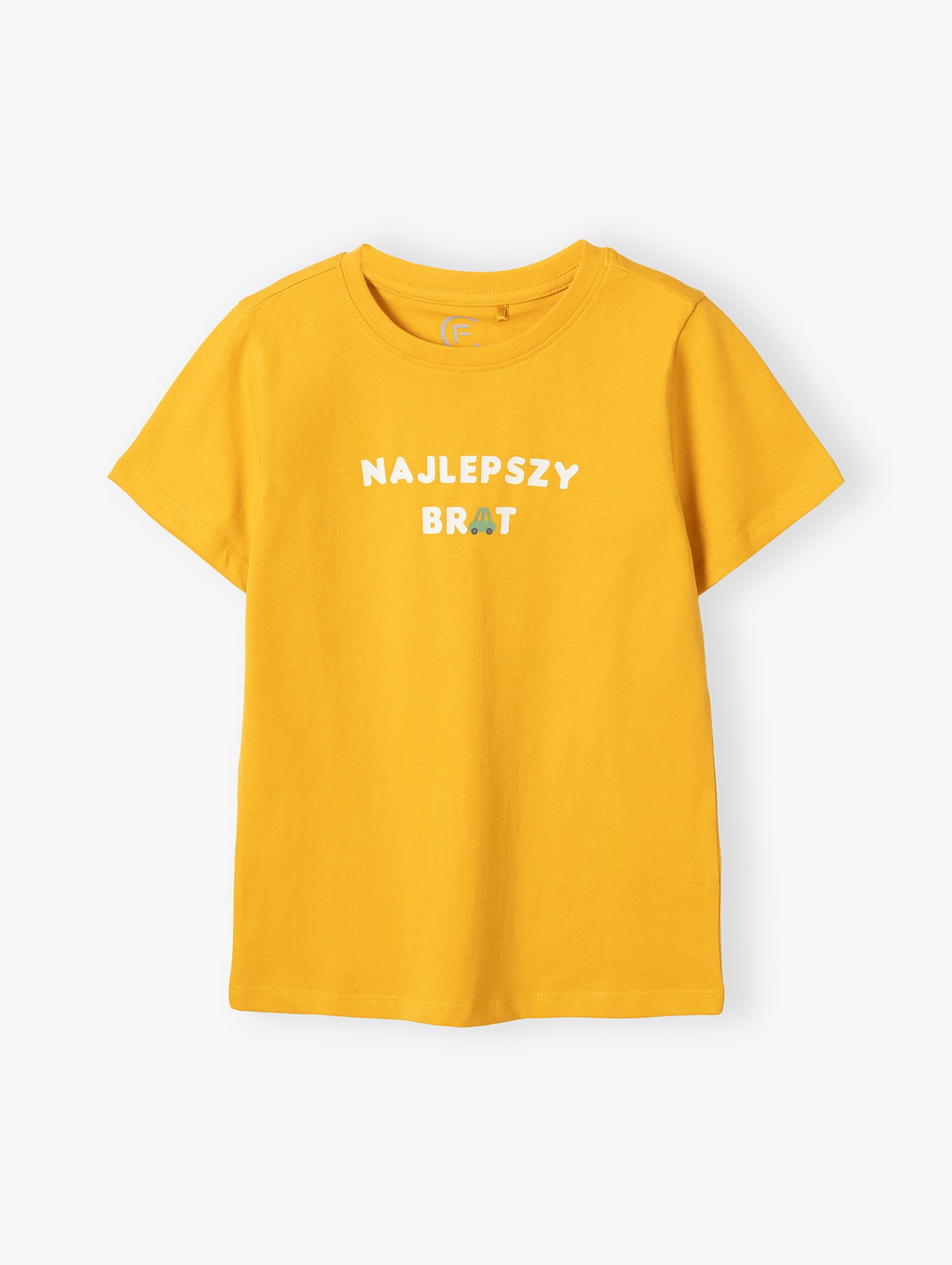 Bawełniany t-shirt chłopięcy Najlepszy Brat żółty