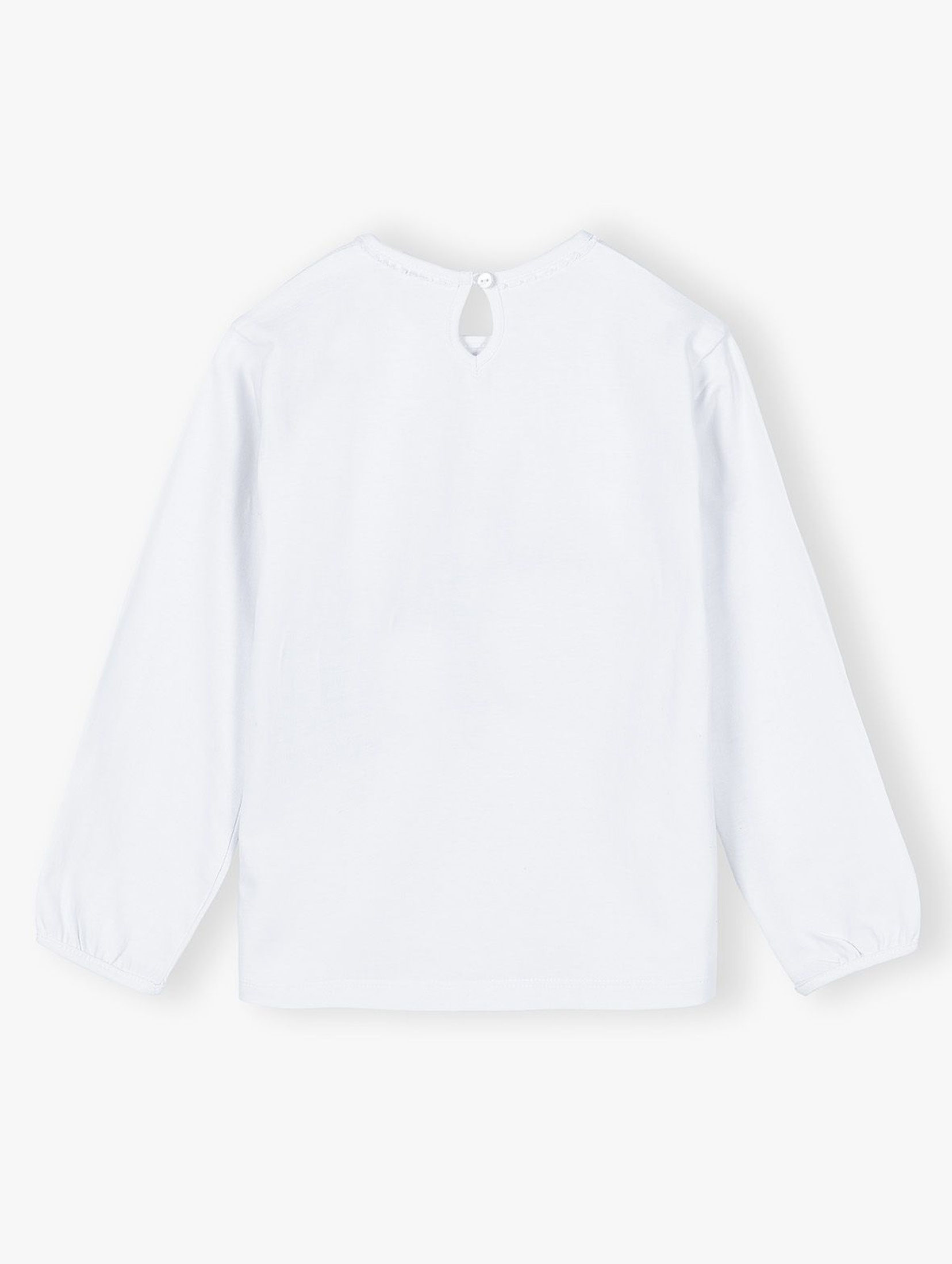 Bawełniana biała bluzka dziewczęca z choinką