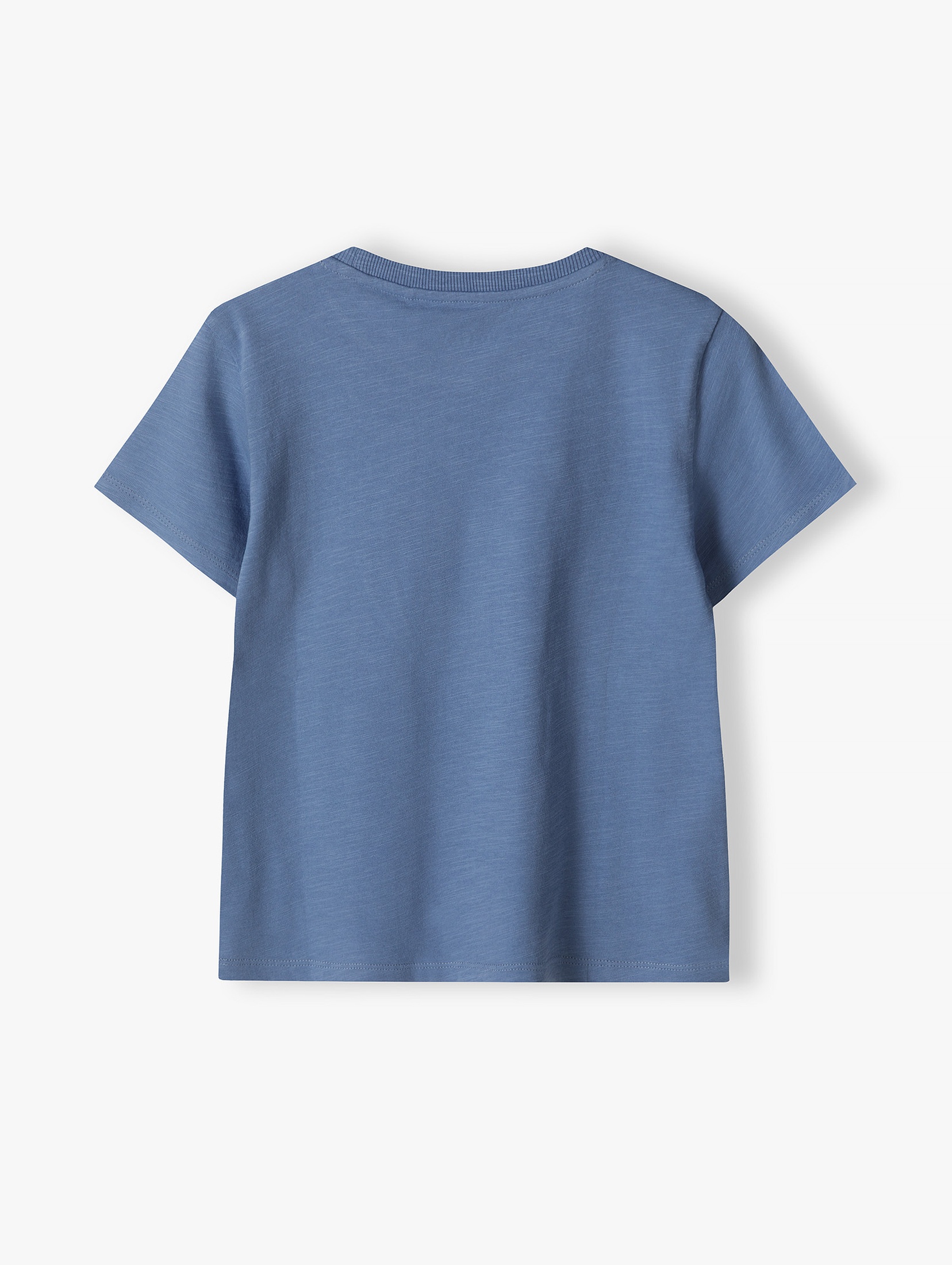 Niebieski bawełniany t-shirt chłopięcy z nadrukiem