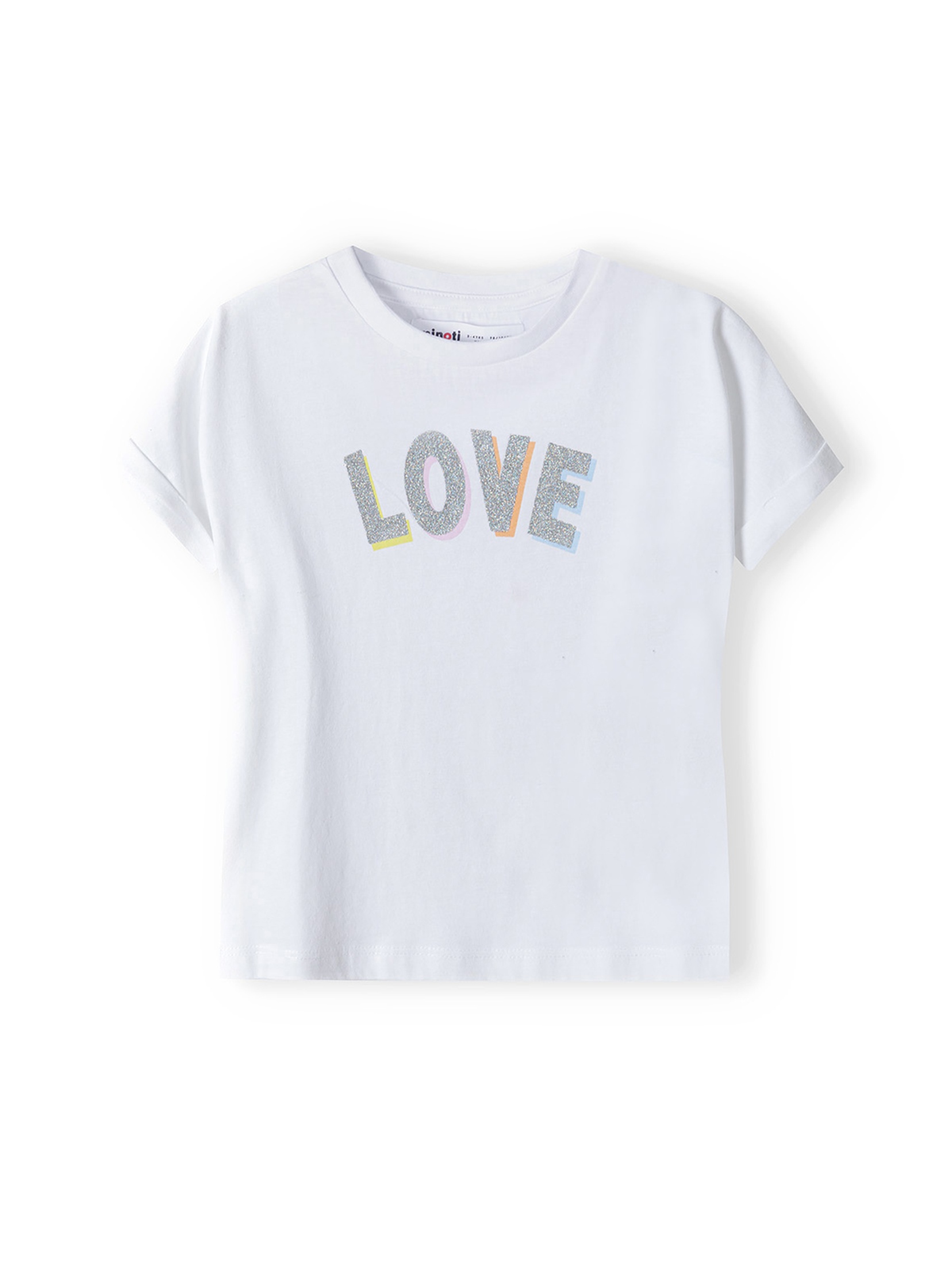 Biała bluzka dla dziewczynki z bawełny- Love