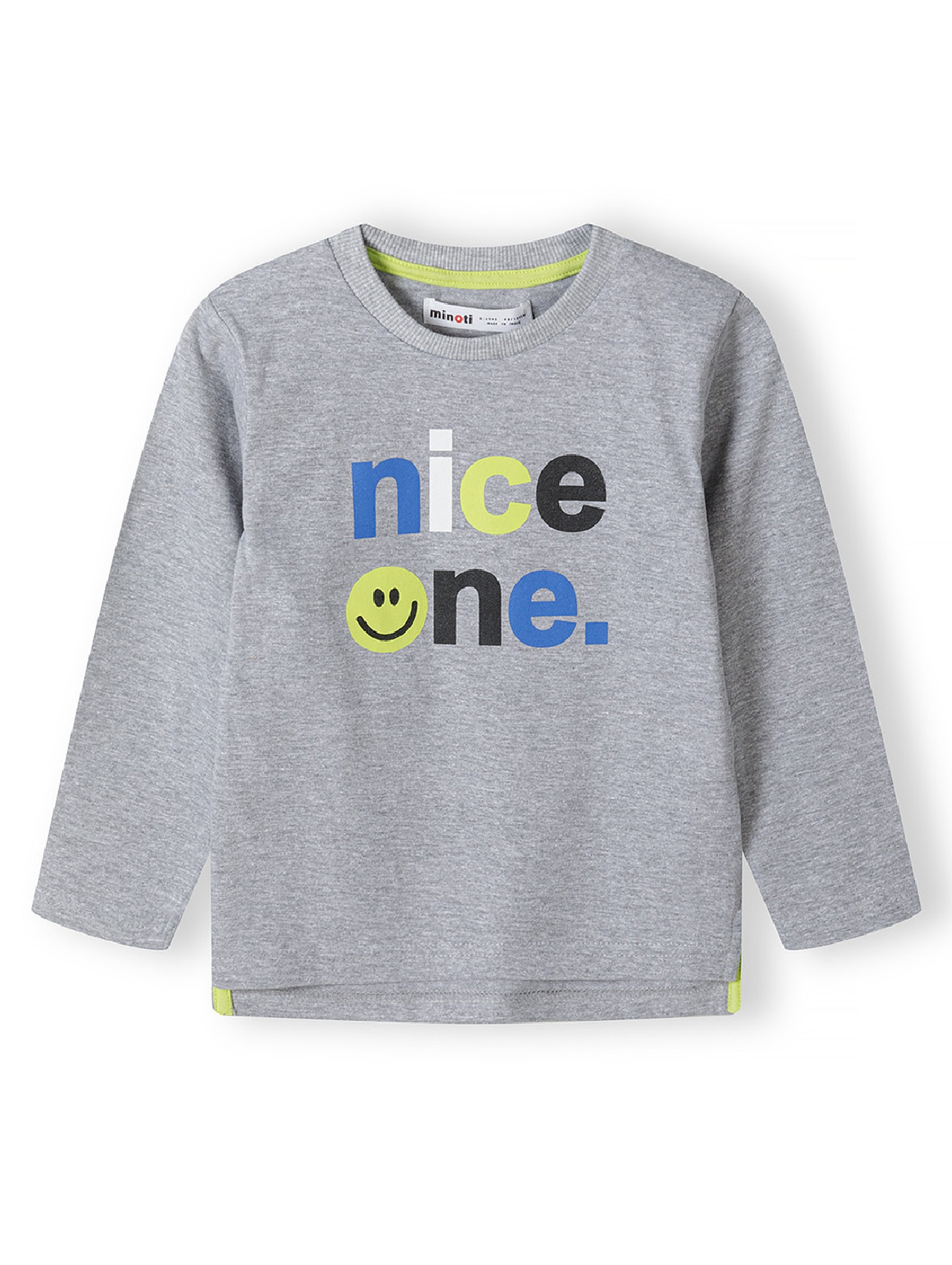 Bluzka niemowlęca szara z długim rękawem i napisem "Nice one"