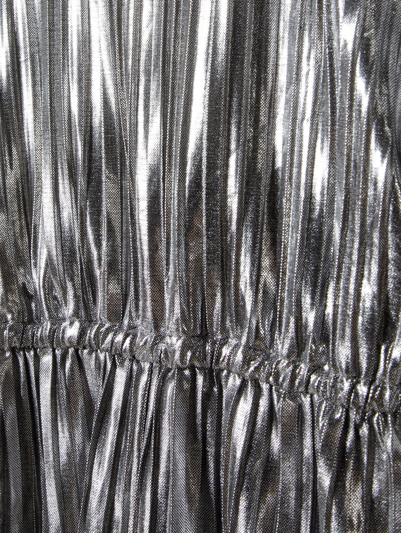Metaliczny plisowany kombinezon długi dla małej dziewczynki - srebrny