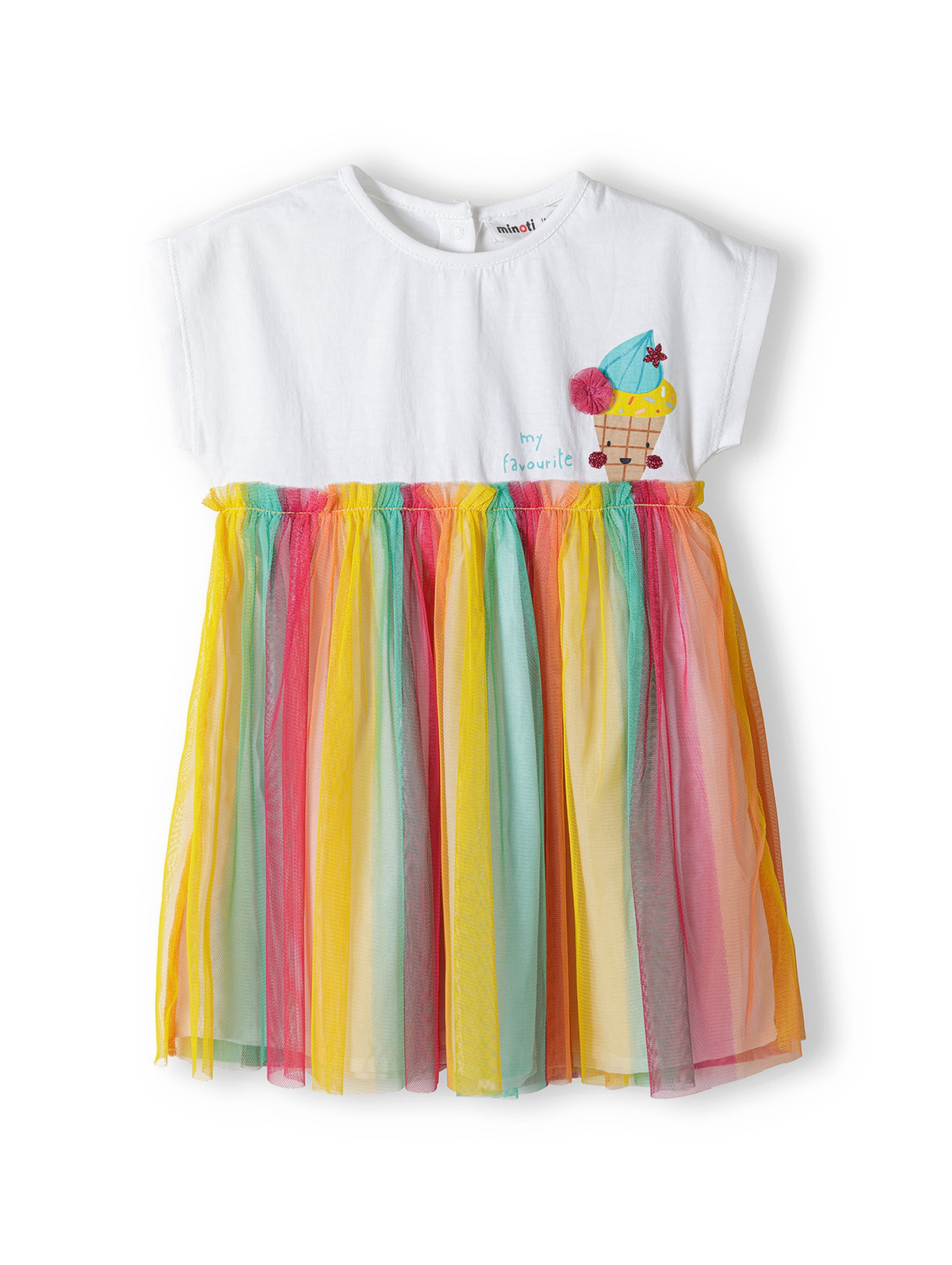 Sukienka niemowlęca z krótkim rękawem i kolorowym tiulem