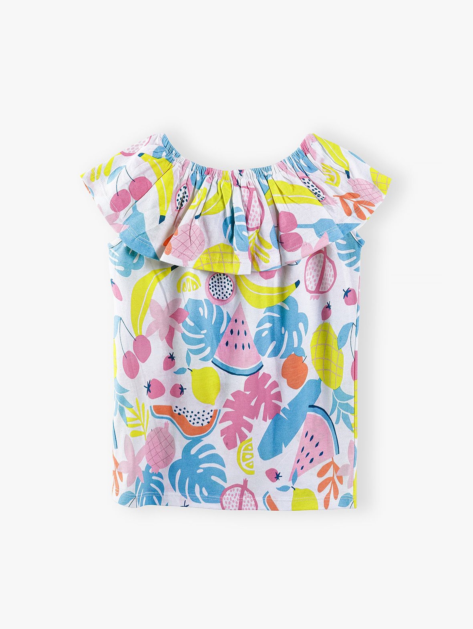 Bluzka dziewczęca na lato kolorowa w owocowe wzory