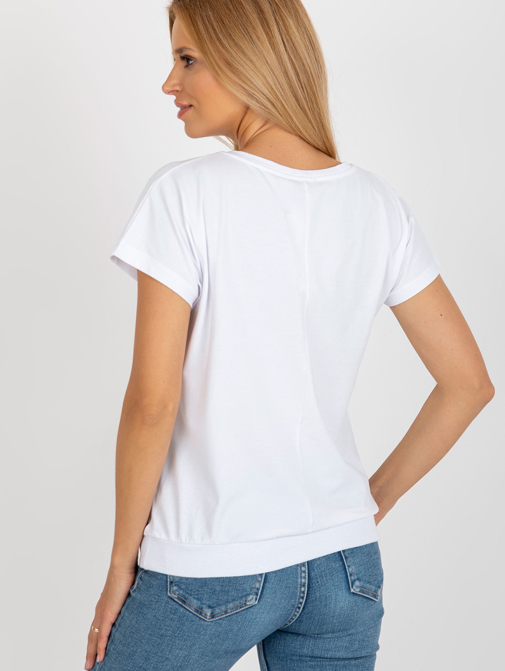 Biała damska bluzka z napisem RUE PARIS