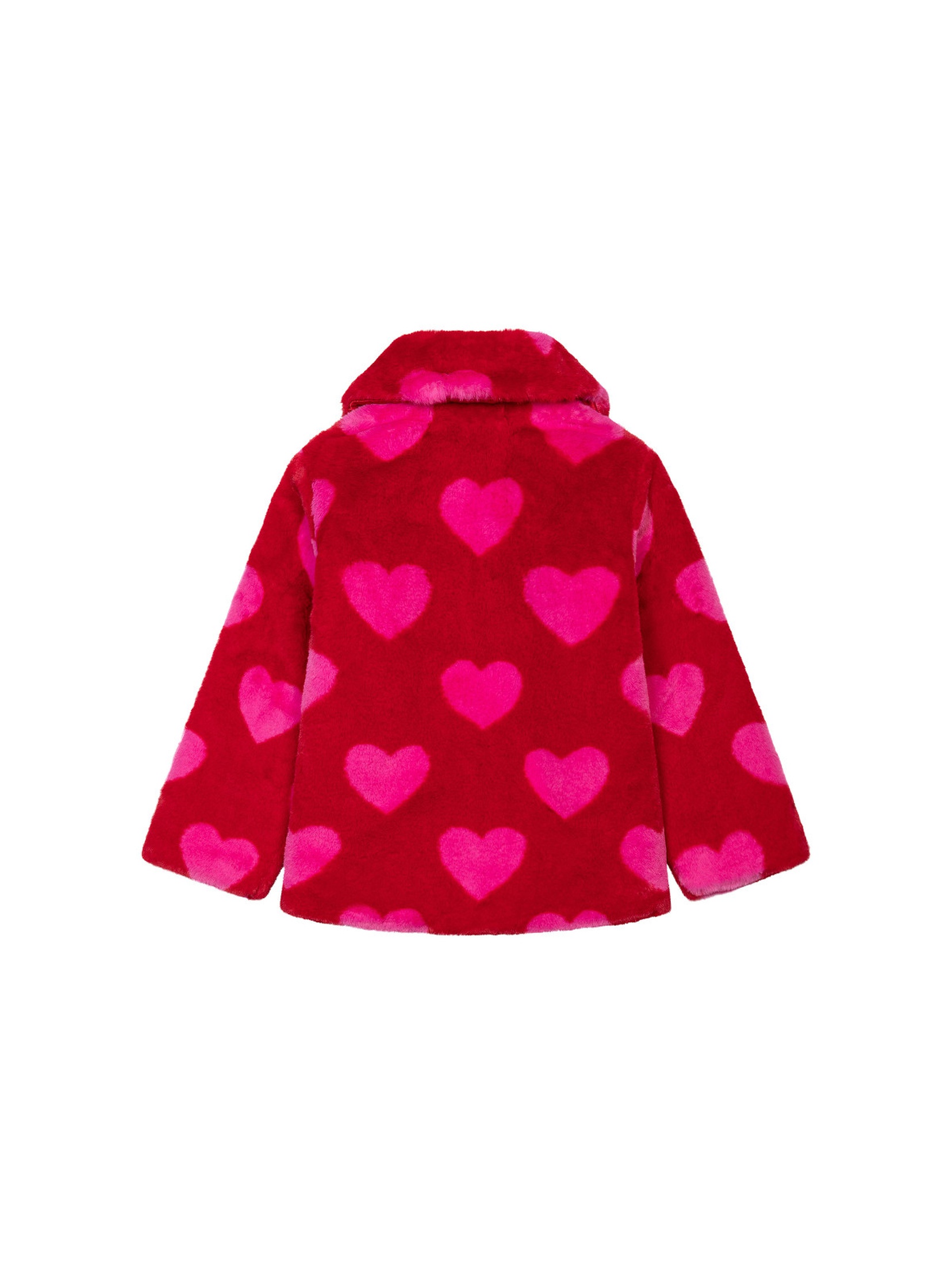 Czerwona kurtka dziewczęca w różowe serduszka