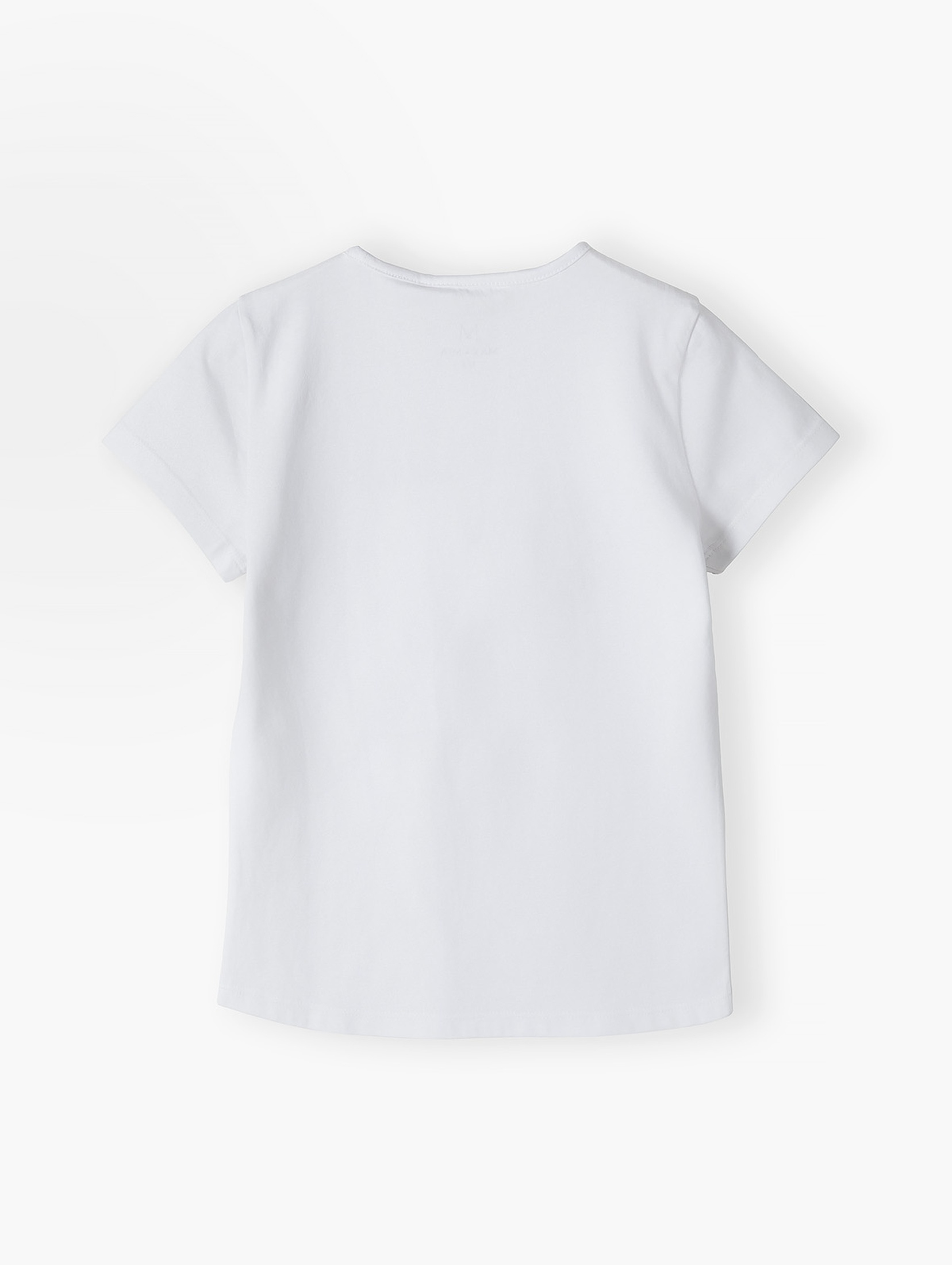 Biały t-shirt bawełniany dla dziewczynki z serduszkiem
