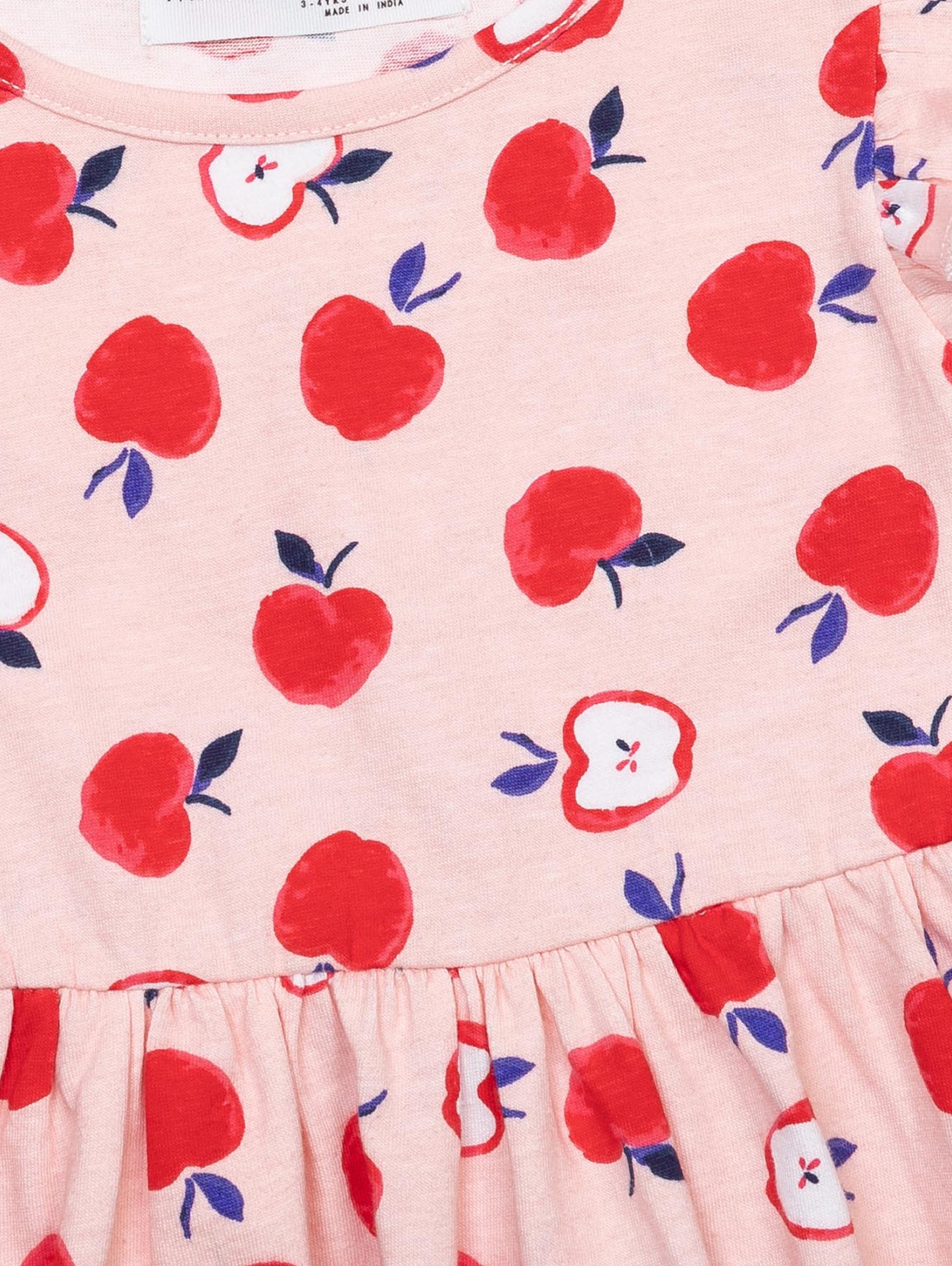 Różowa sukienka dla dziewczynki z jabłuszkami