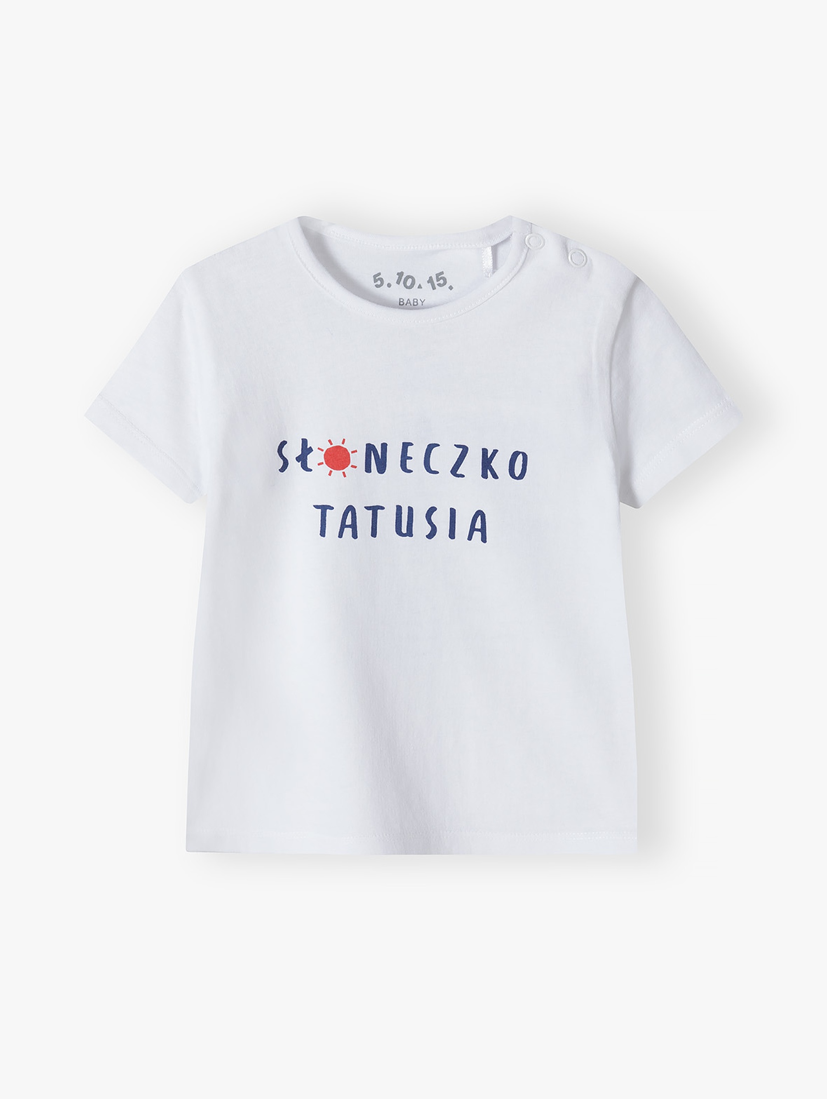 Biały bawełniany t-shirt niemowlęcy - Słoneczko Tatusia