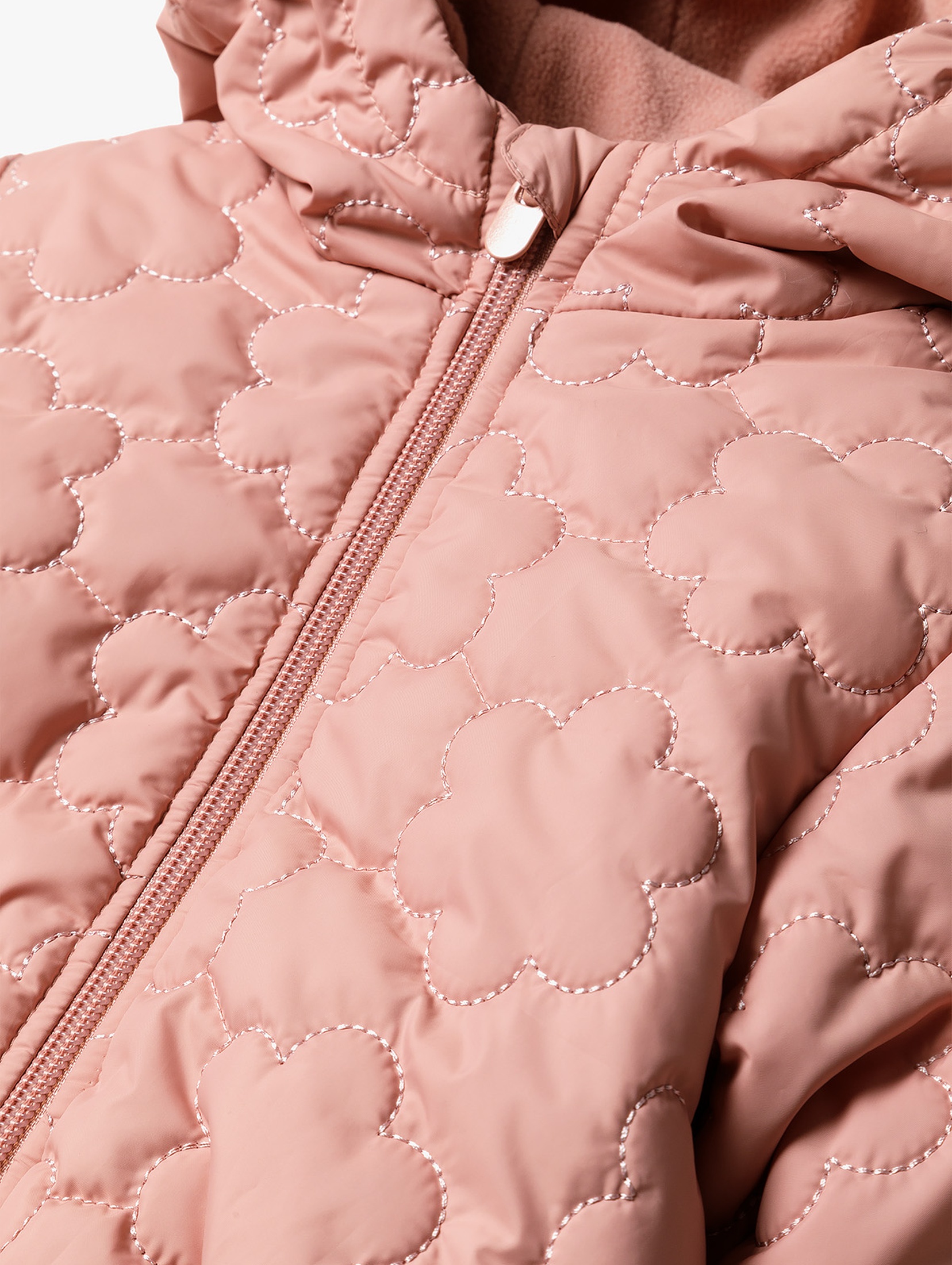 Pikowana kurtka przejściowa dla niemowlaka - różowa w kwiatki
