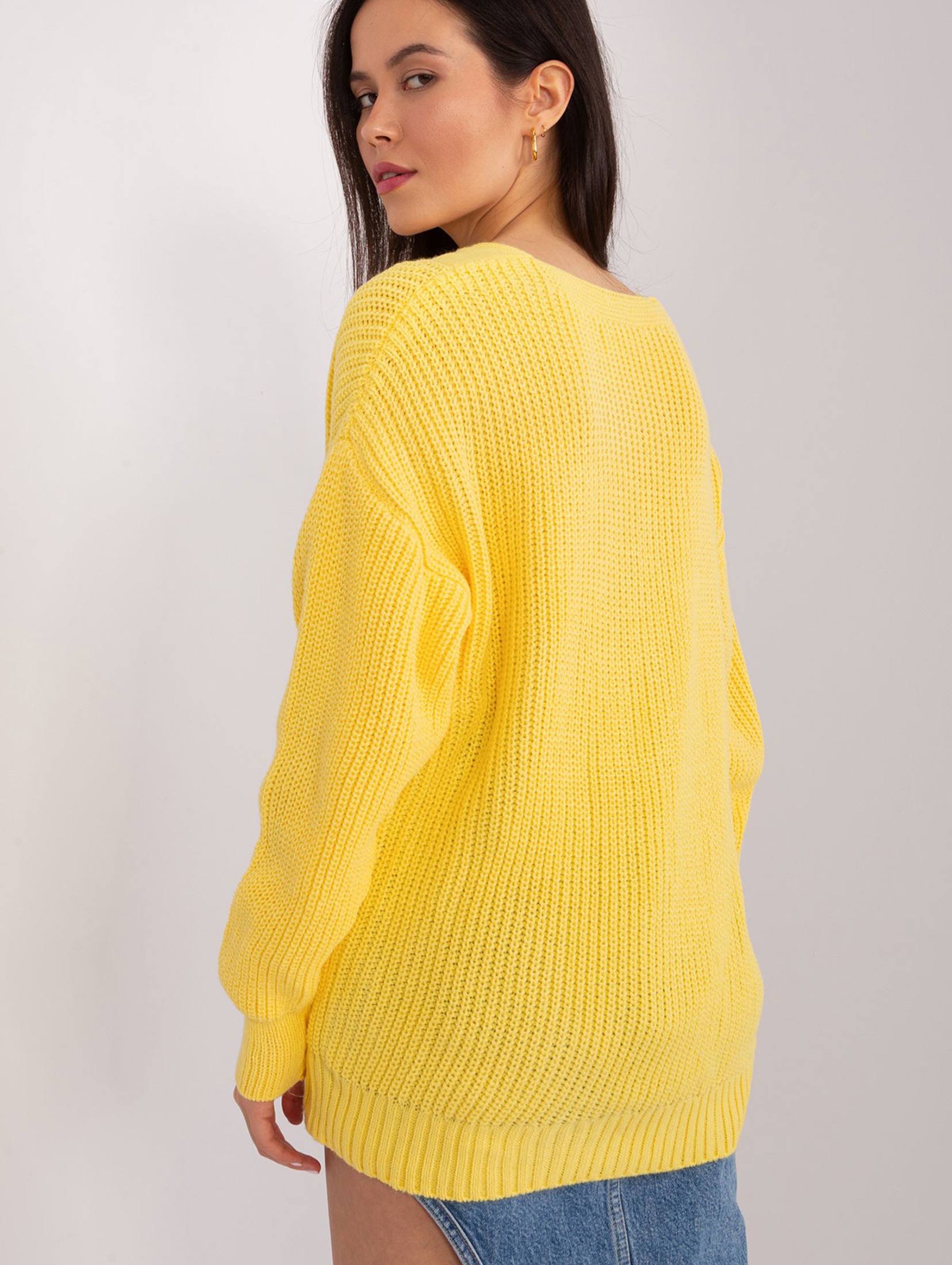 Damski sweter ze ściągaczami żółty