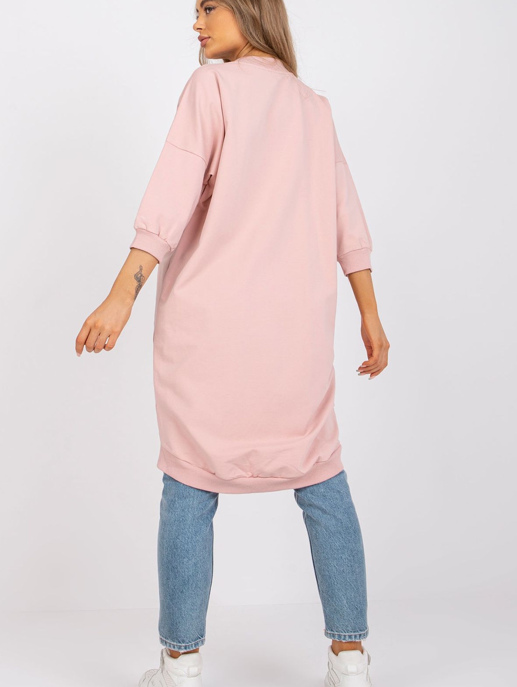 Długa rozpinana  bluza damska  -  różowa