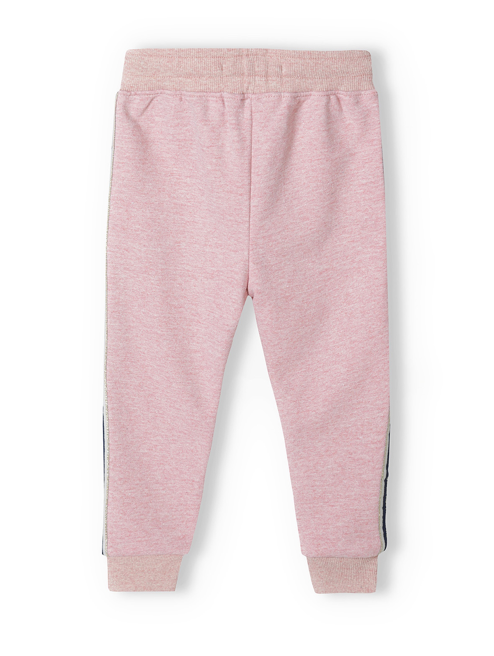 Różowe spodnie dresowe joggery niemowlęce z lampasami