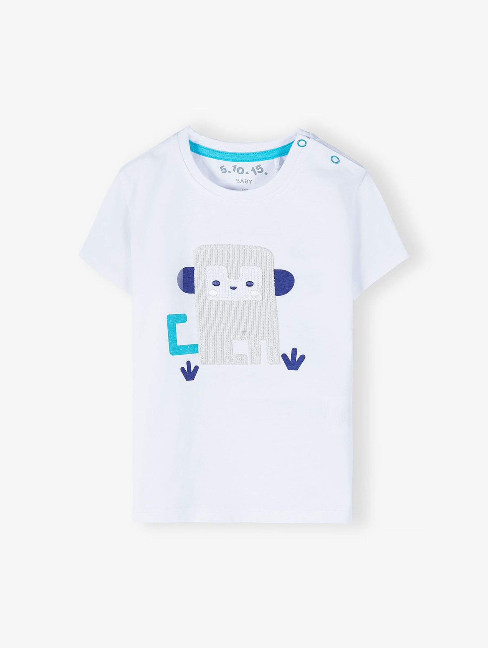 Bawełniany t-shirt niemowlęcy z miękką aplikacją - biały