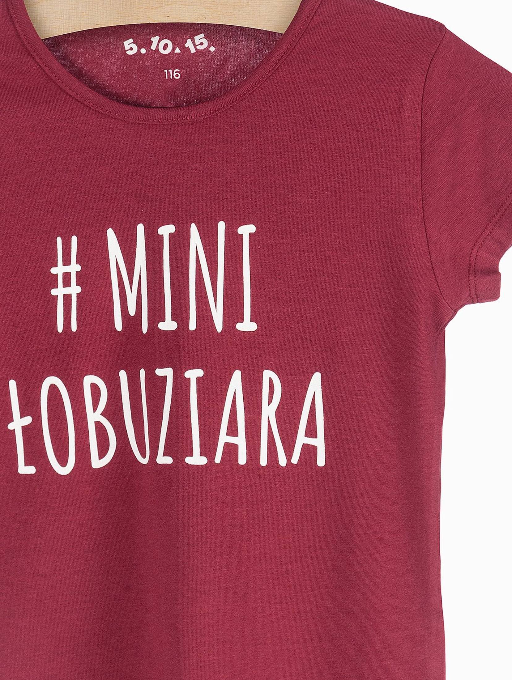 T-shirt dziewczęcy -#Mini Łobuziara- bordowy