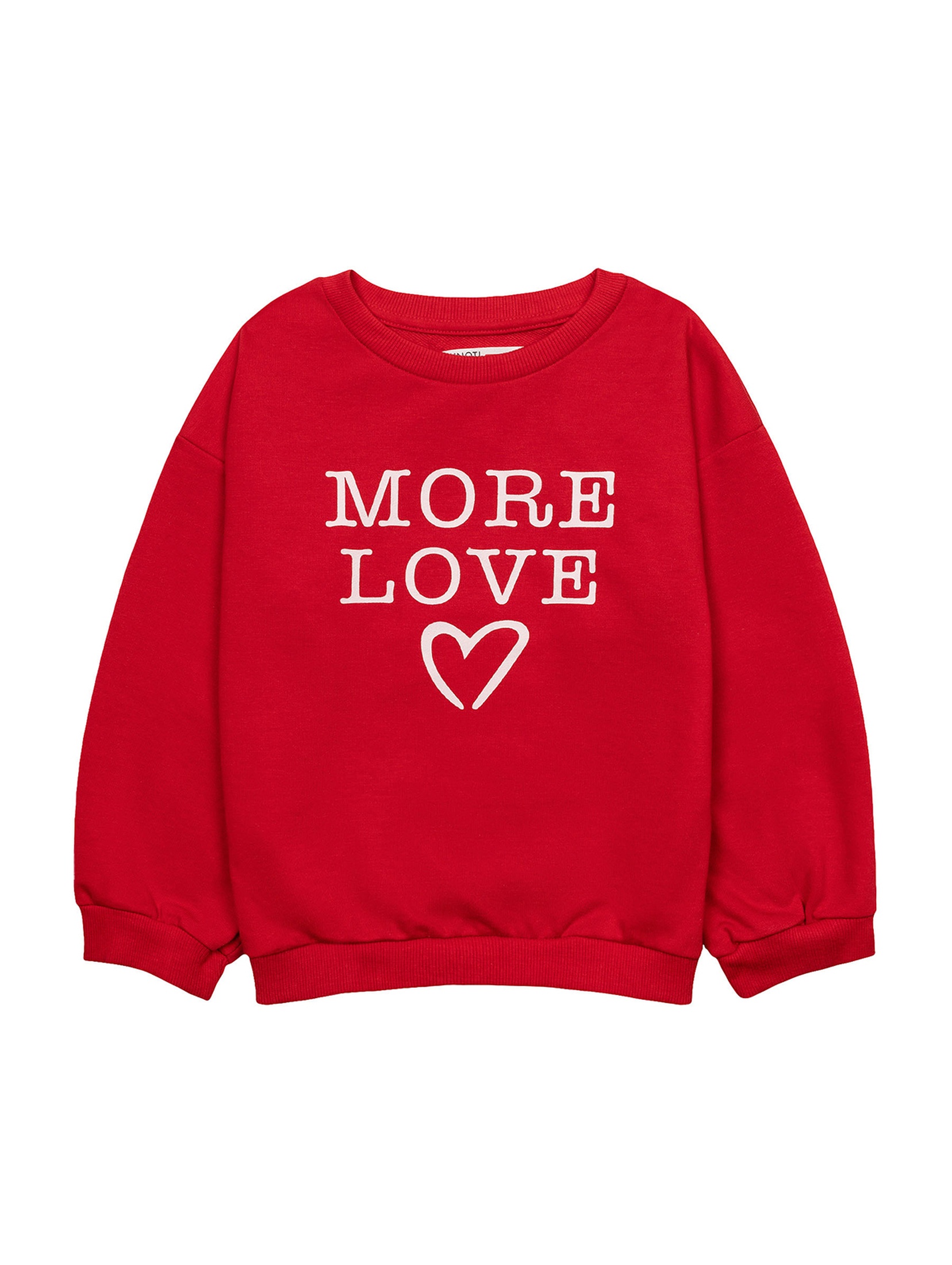 Czerwona bluza dziewczęca z napisem More love