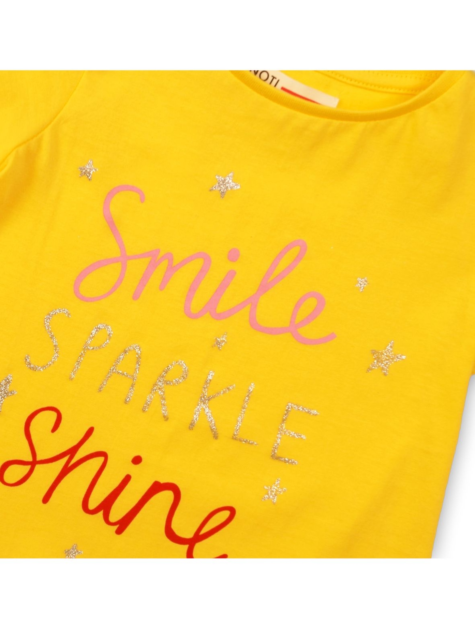T-Shirt niemowlęcy żółty z napisami