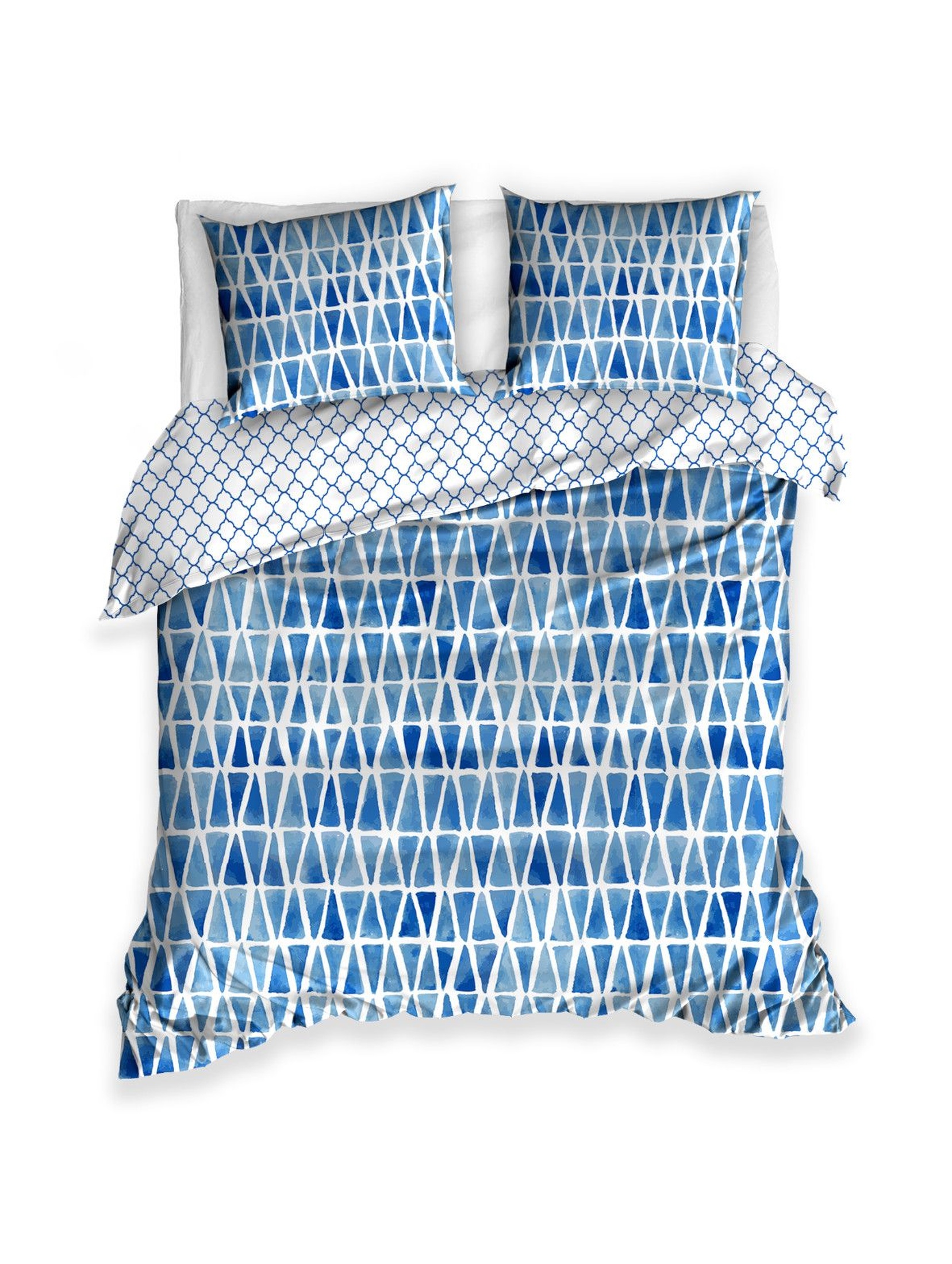 Komplet pościeli bawełnianej - niebieska 160x200+2x70x80 cm
