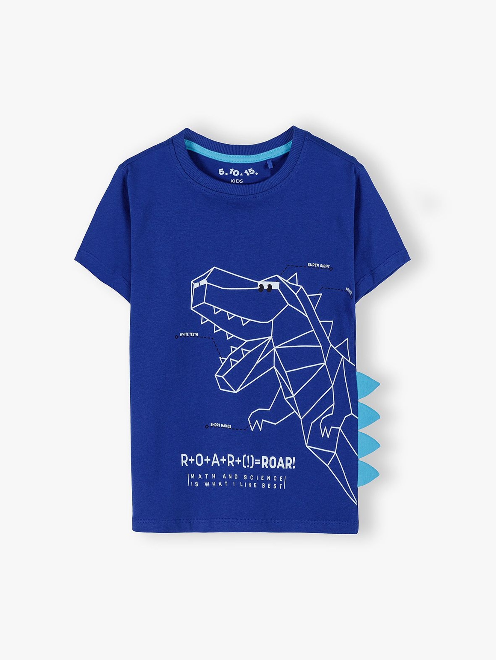 Bawełniany t-shirt chłopięcy z elementem 3D niebieski DINO