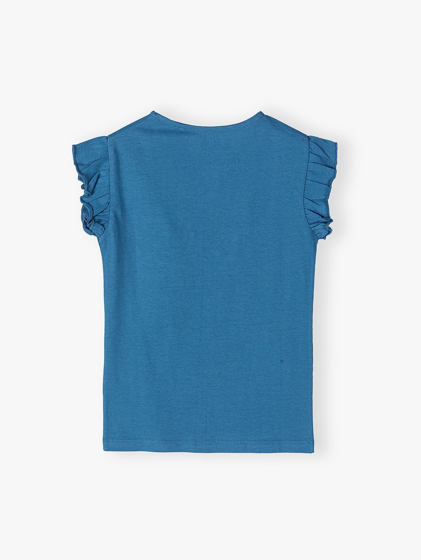 Dzianinowy T-shirt z nadrukiem - niebieski