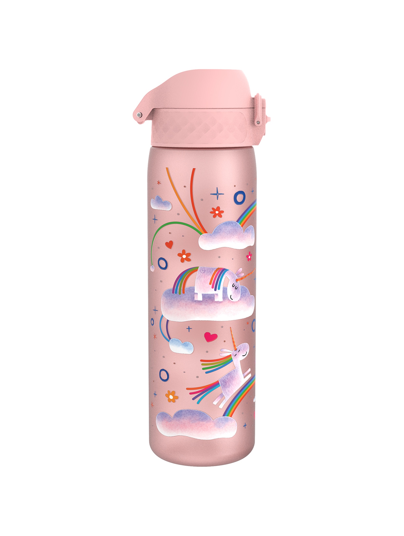 Butelka na wodę ION8 BPA Free Unicorn Rainbows 500ml - różowa