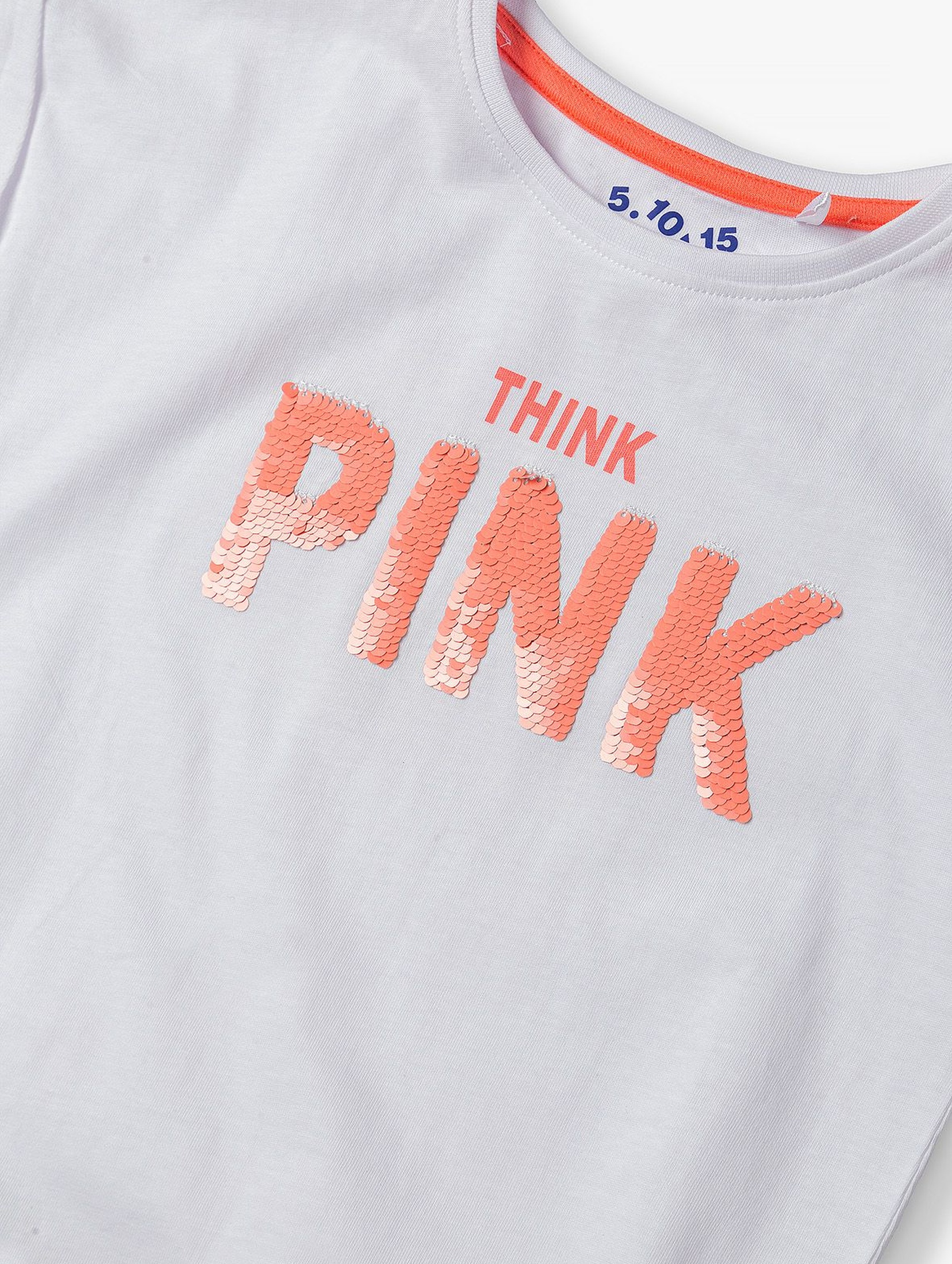 T-shirt dziewczęcy z dwustronnymi cekinami- Pink