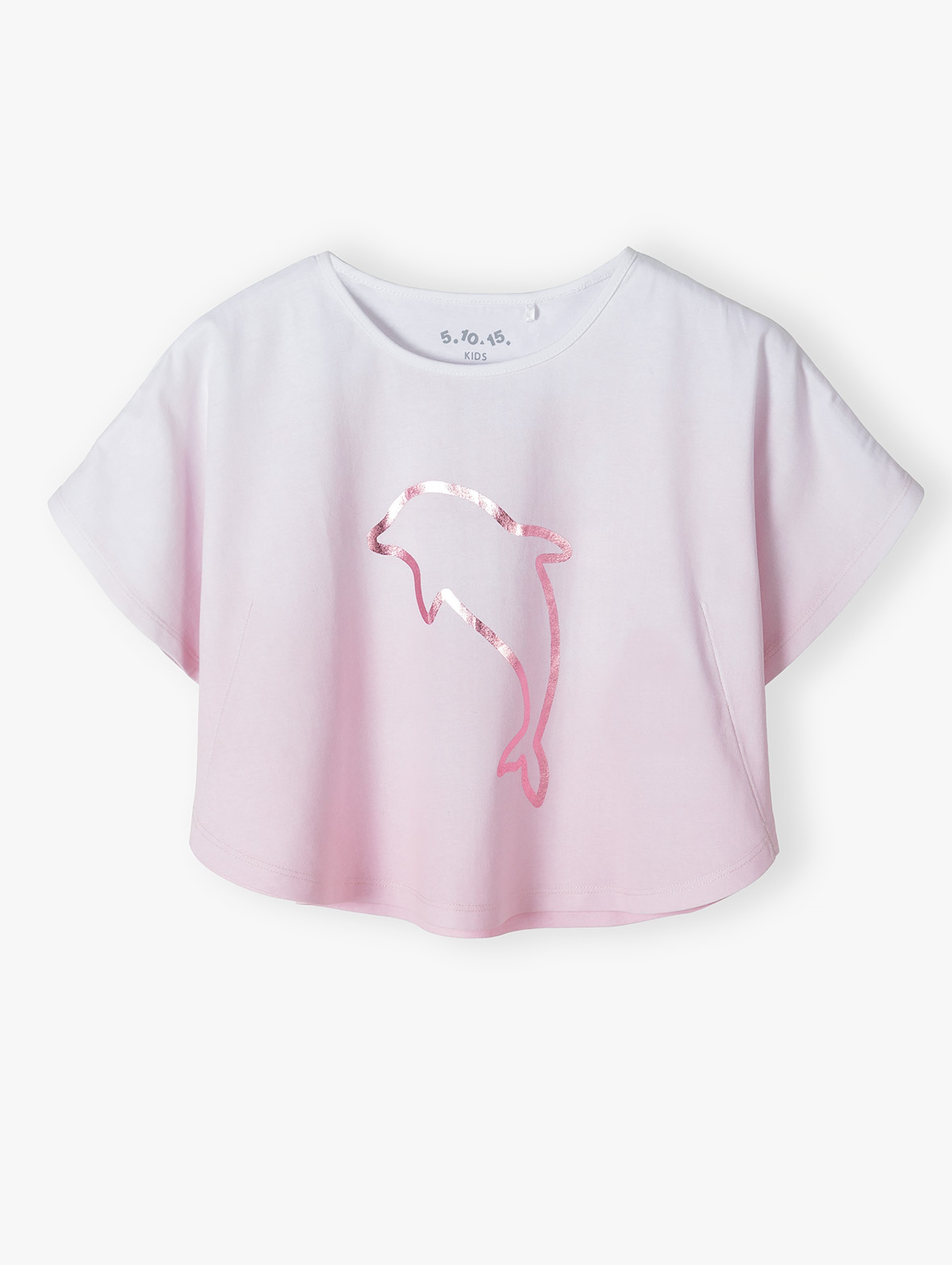 Bawełniana letnia koszulka dla dziewczynki z delfinem