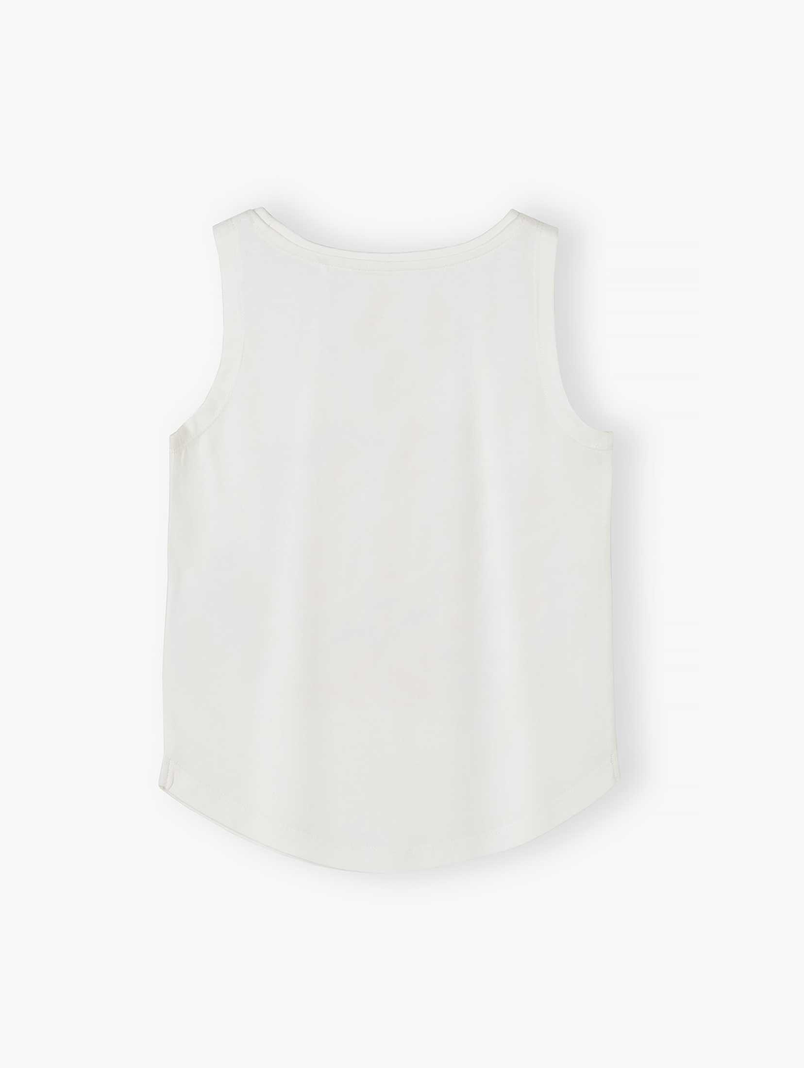 Biały t-shirt bawełniany dla dziewczynki bez rękawów