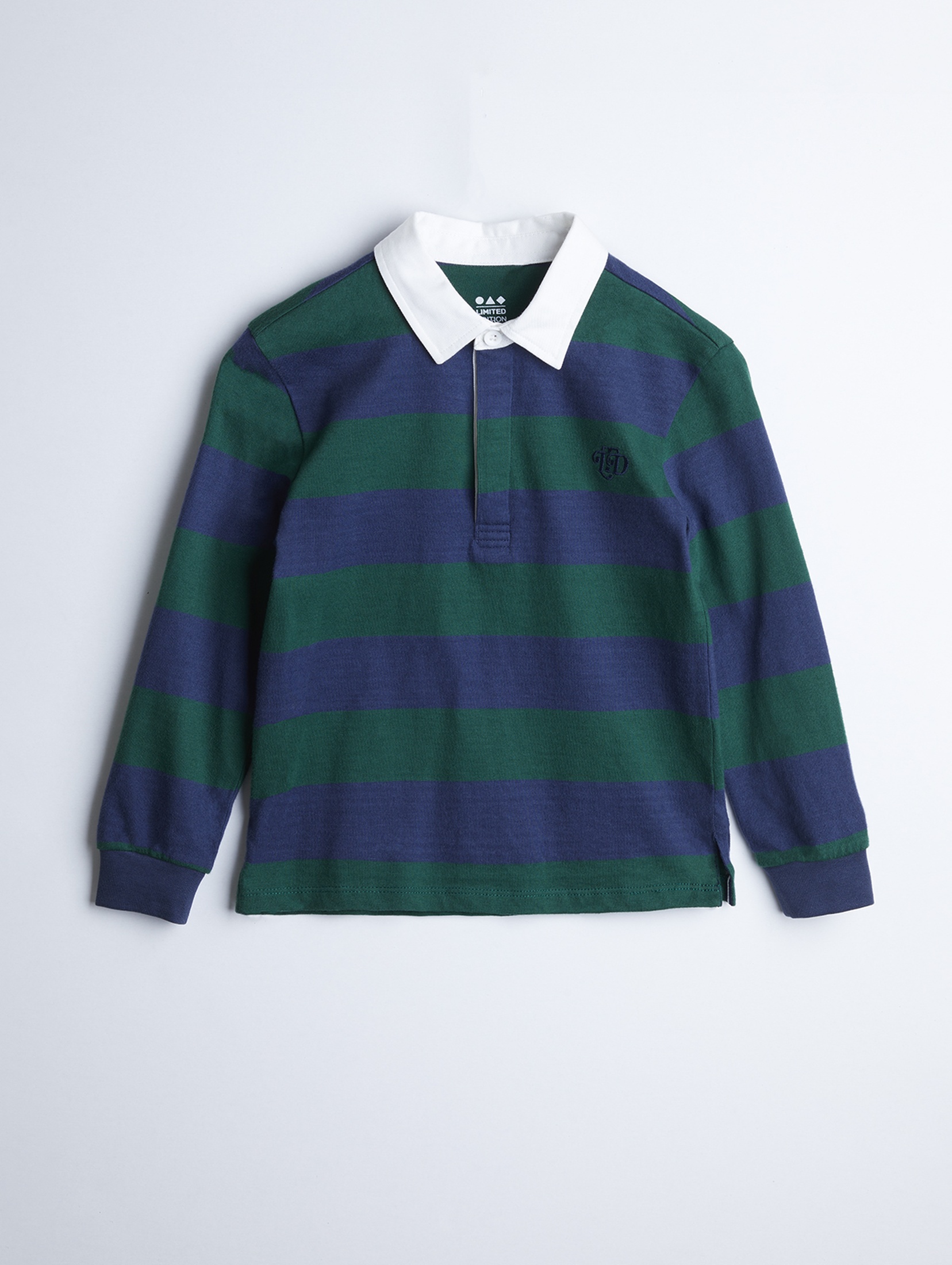 Bluzka dla dziecka w granatowo - zielone paski - unisex - Limited Edition