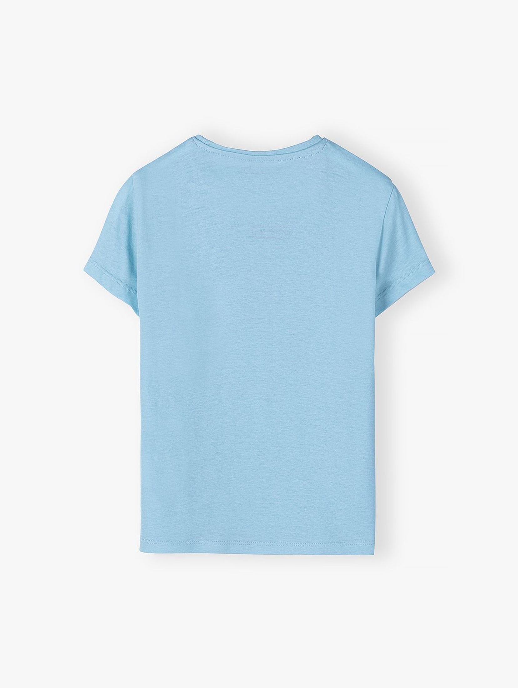 Dzianinowy T-shirt dla dziewczynki - niebieski z nadrukiem