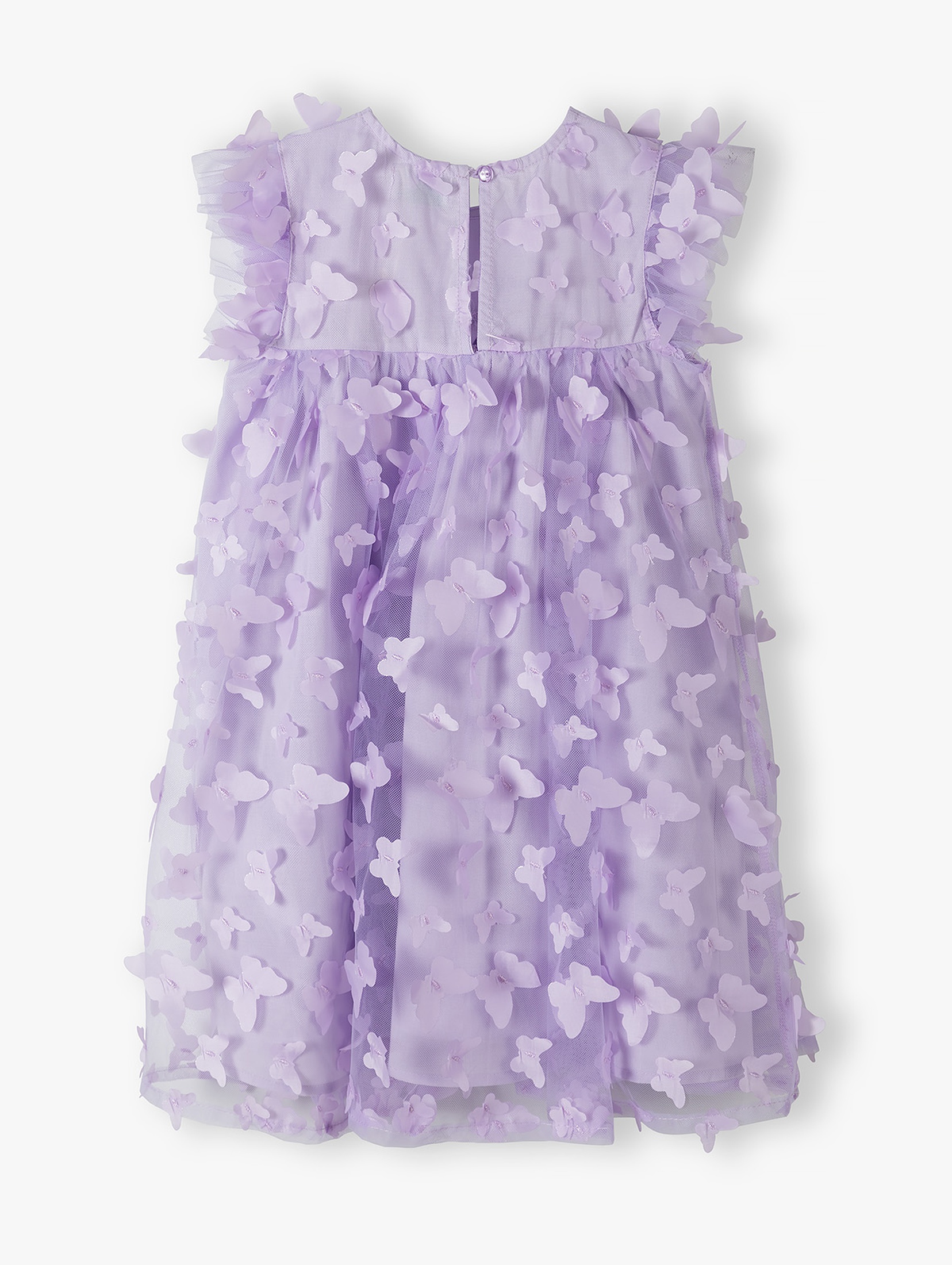 Fioletowa elegancka sukienka dziewczęca w motyle