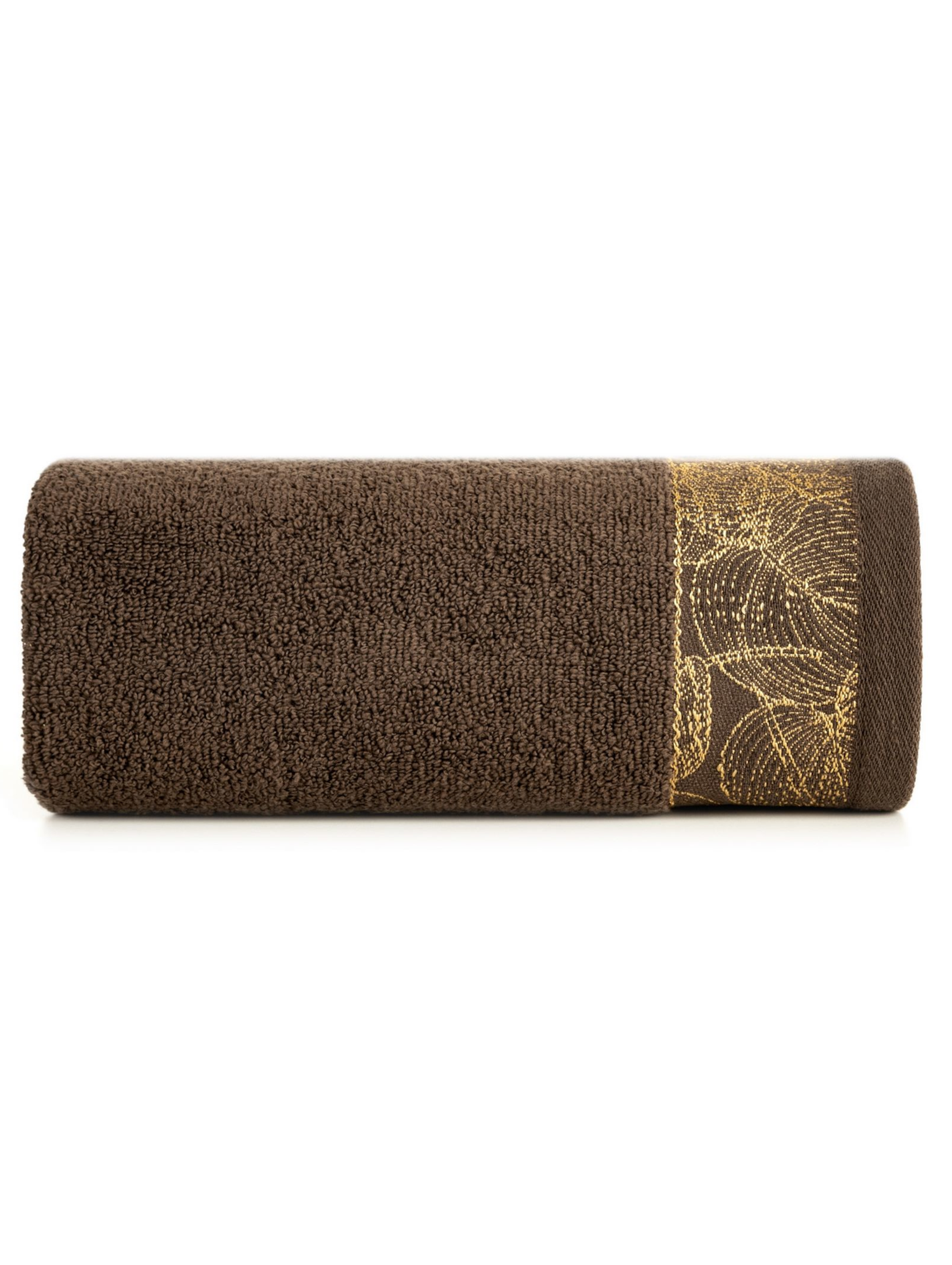 Brązowy ręcznik ze zdobieniem 70x140 cm