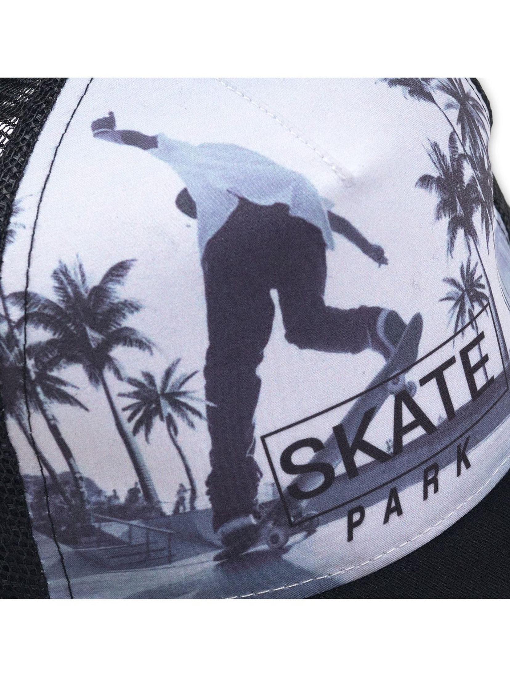 Czapka z daszkiem Skate Park biało-czarna