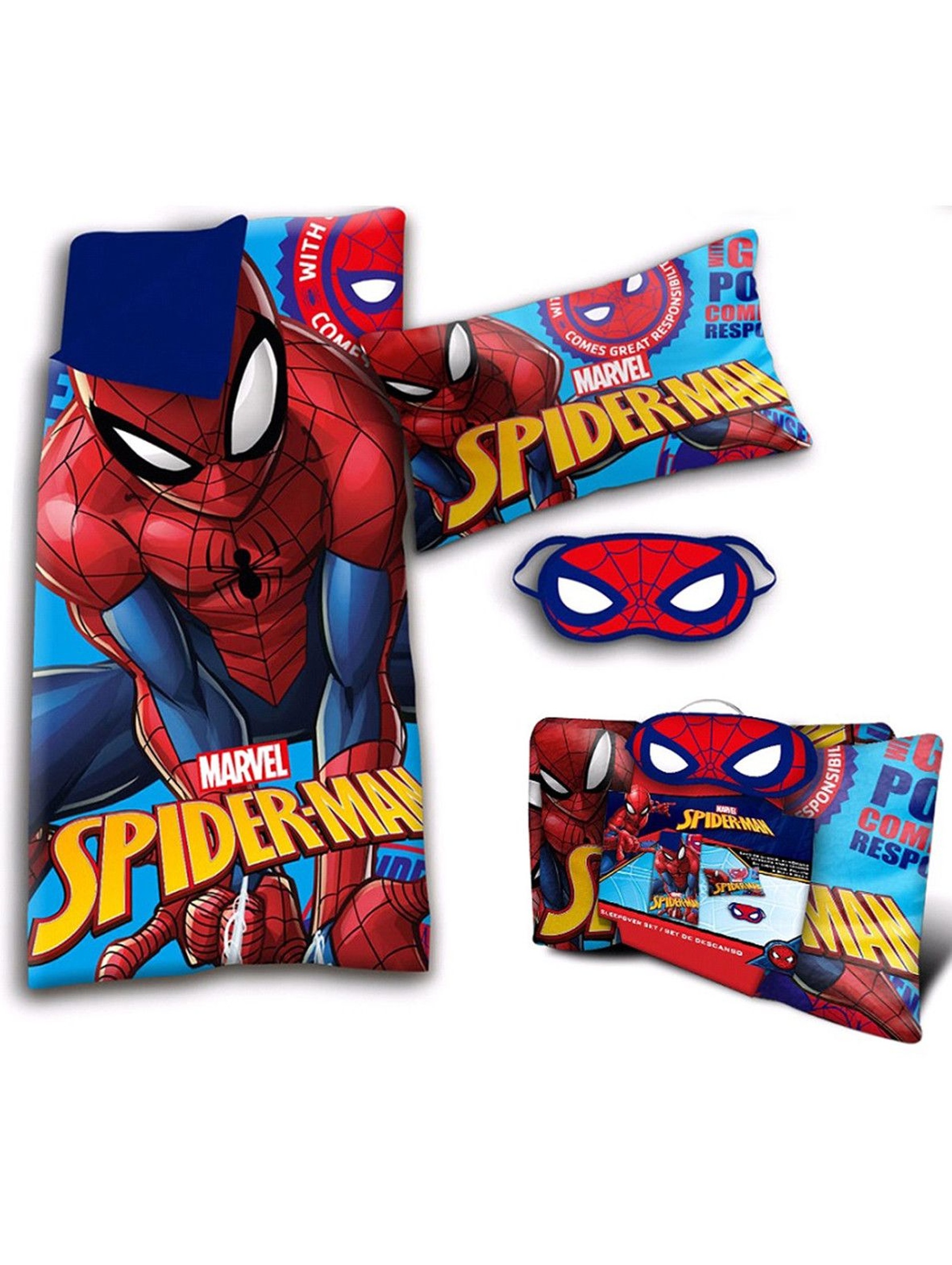 Spiderman Zestaw śpiwór + poduszka