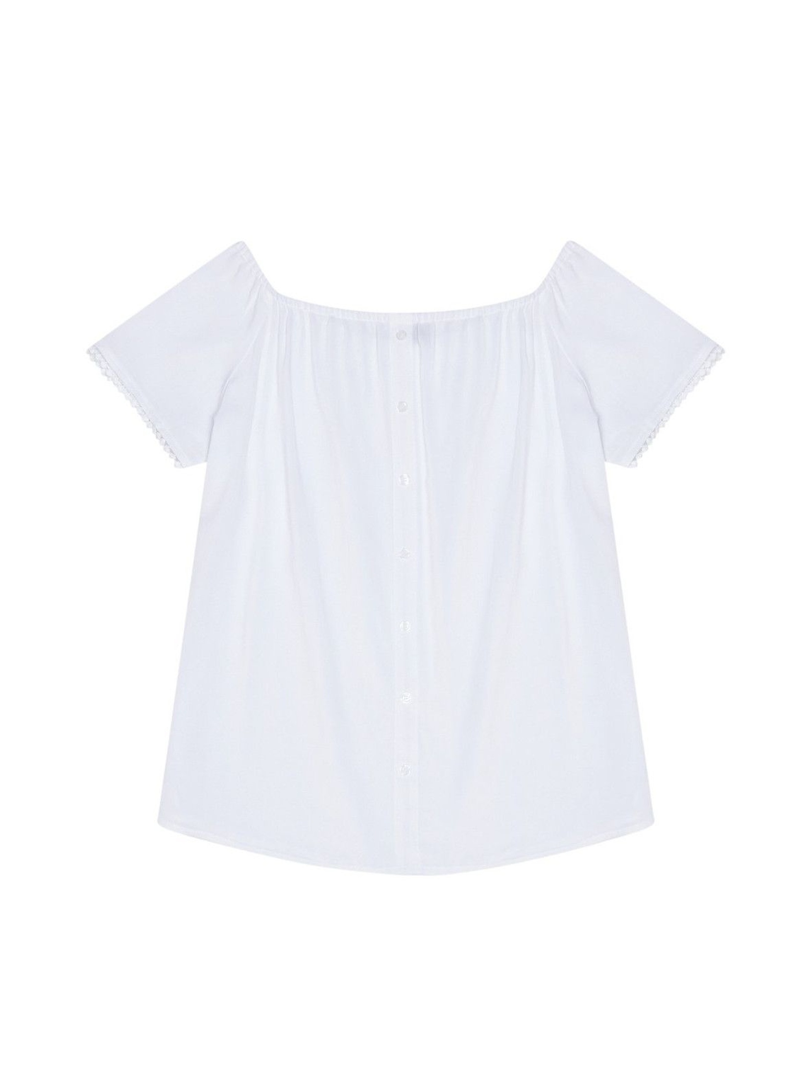 Bluzka damska koszulowa z ozdobnymi rękawami biała