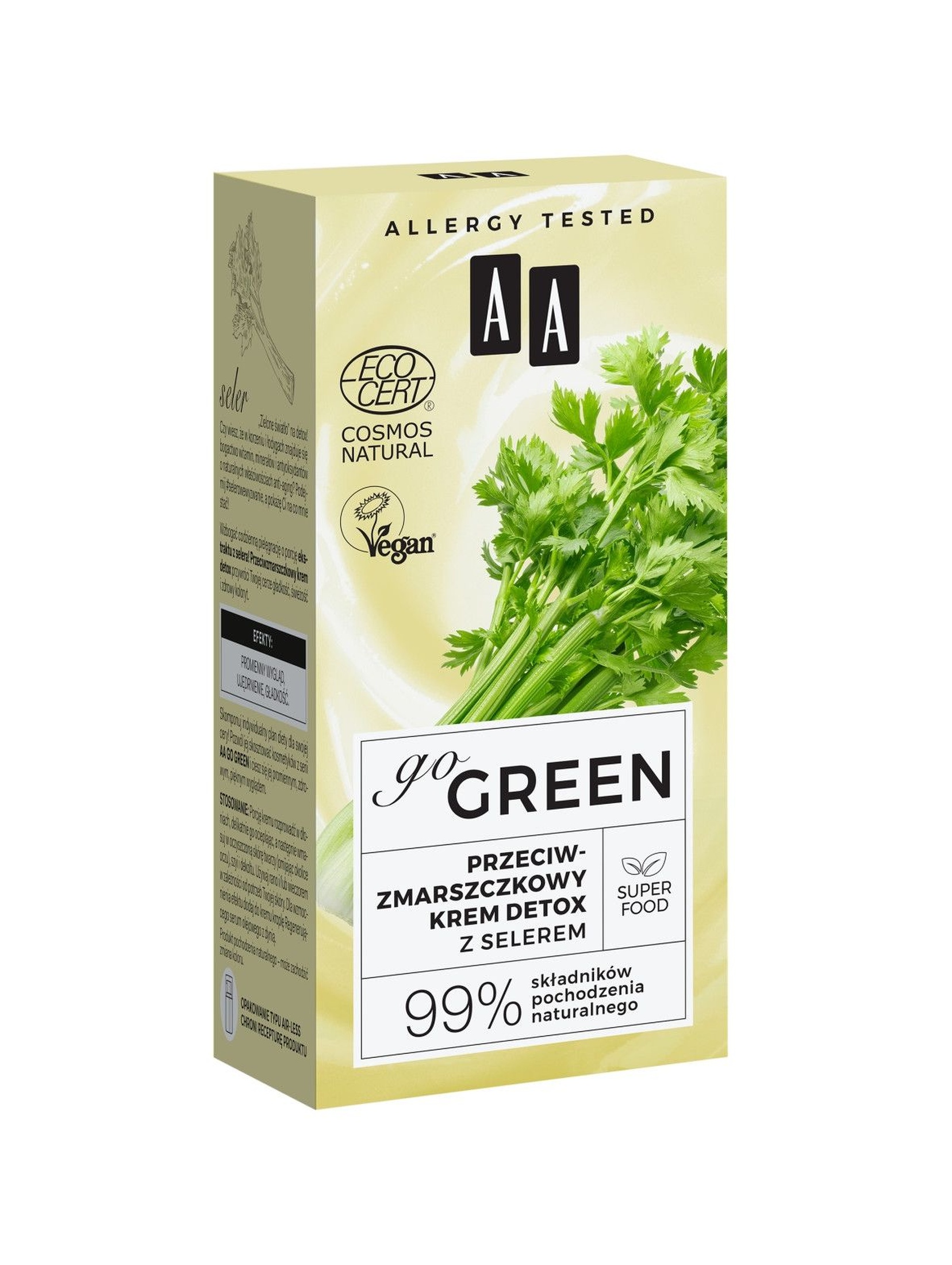 AA Go Green przeciwzmarszczkowy krem detox z selerem NATURAL 50 ml