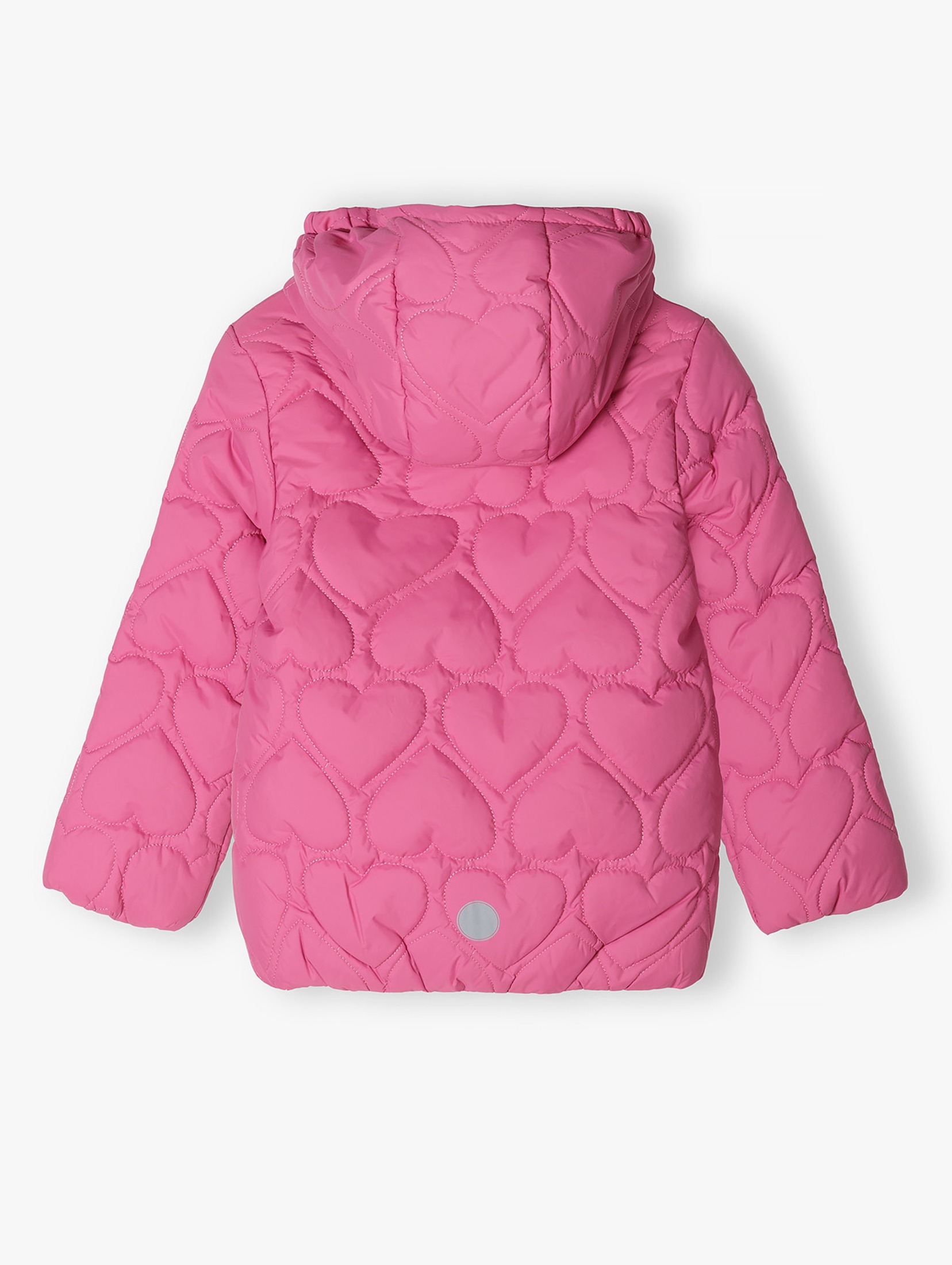 Przejściowa kurtka dziewczęca pikowana - różowa w serduszka