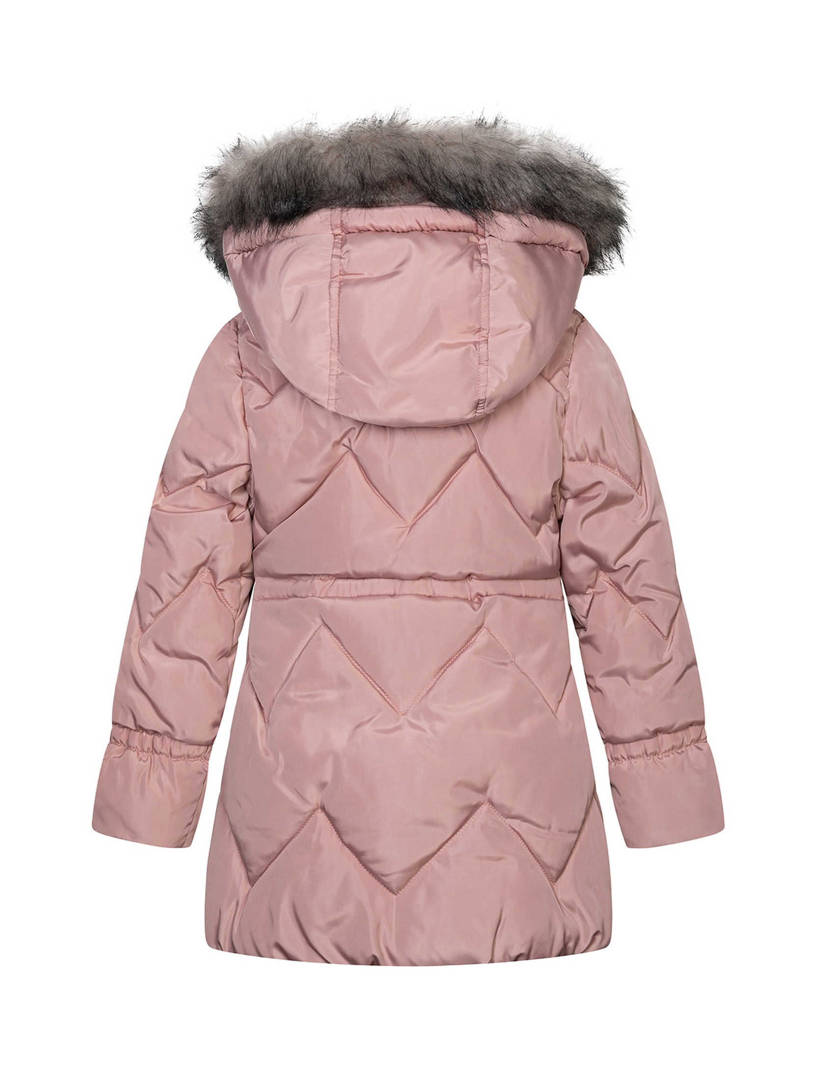 Płaszcz zimowy niemowlęcy różowy z futrzanym kapturem