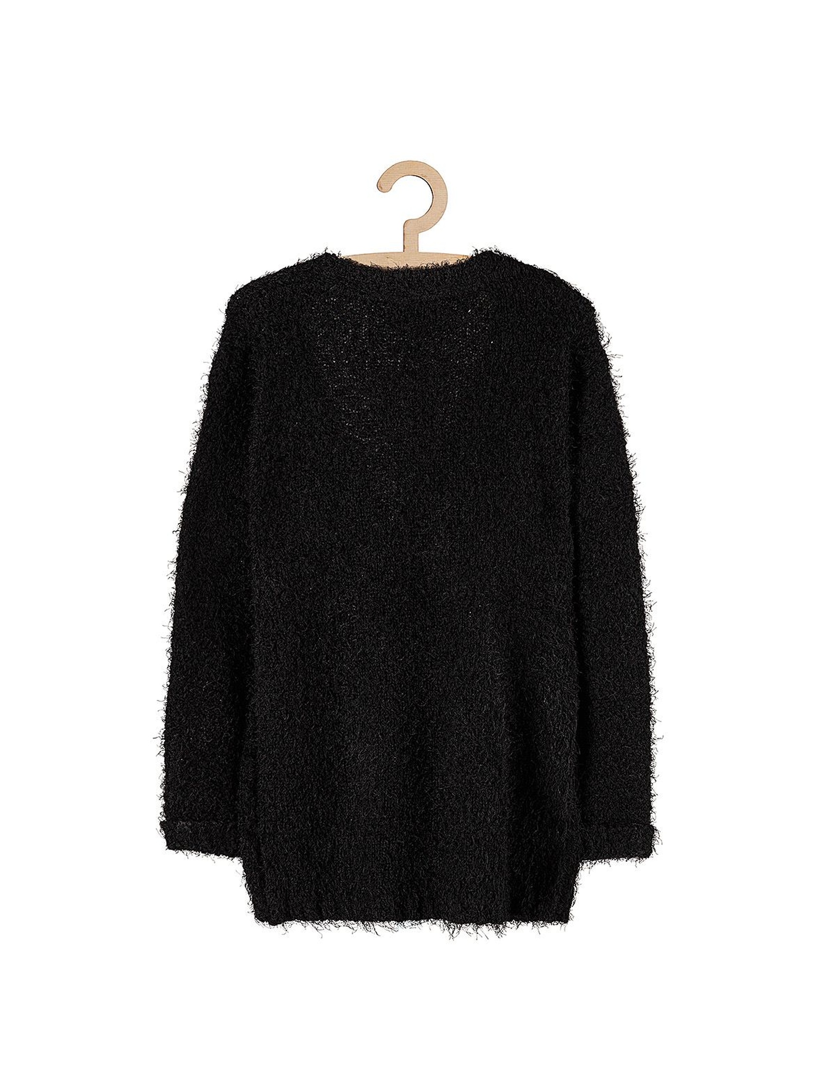 Sweter dziewczęcy czarny z kieszeniami