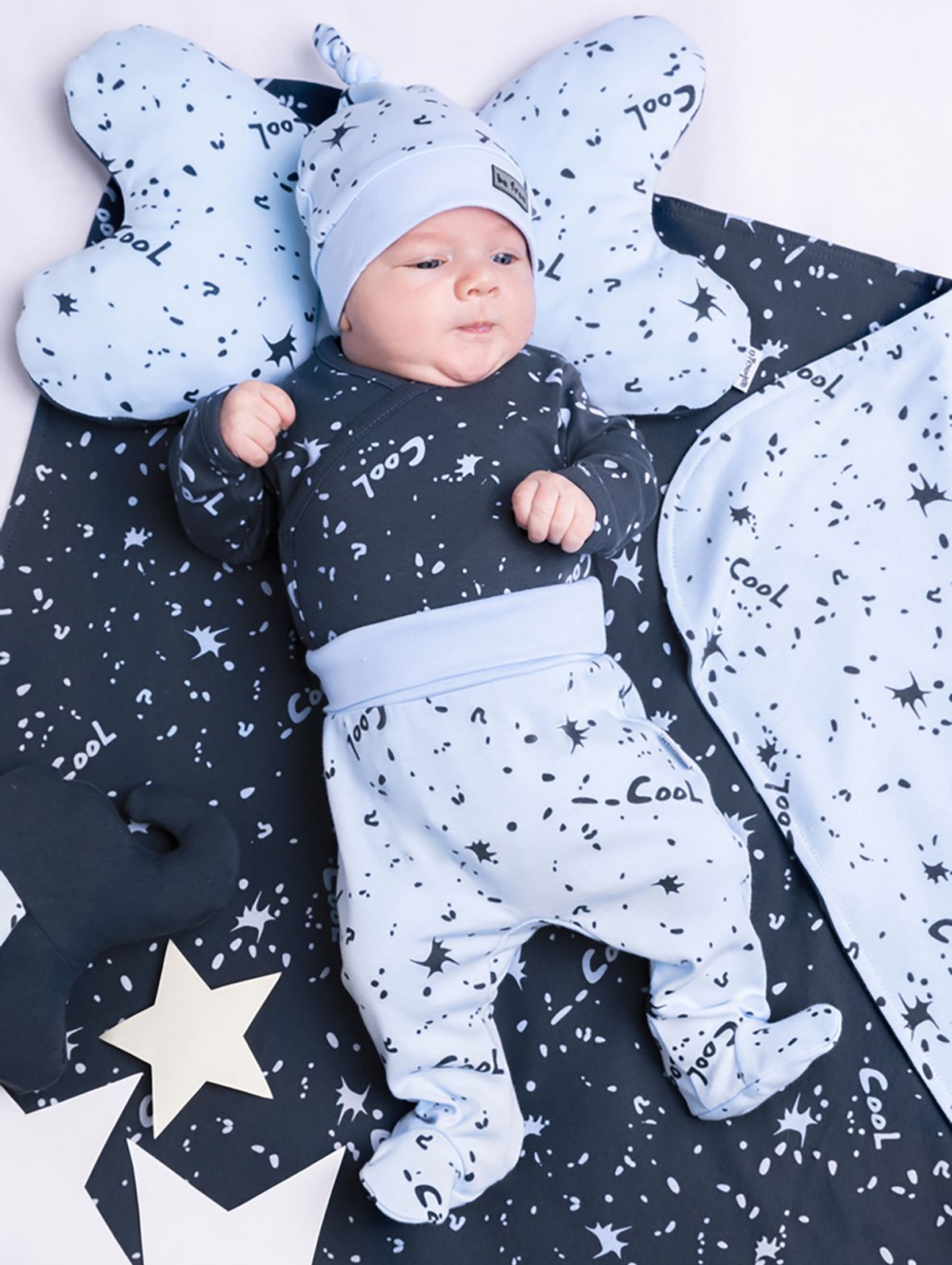 Półśpiochy niemowlęce bawełniane niebieskie
