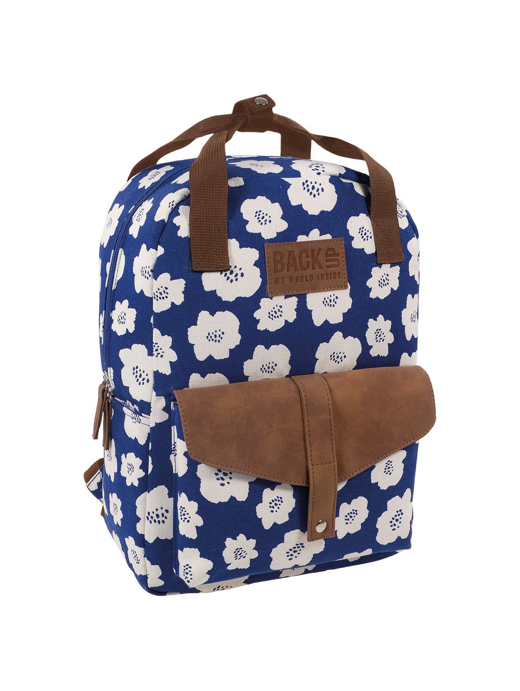 Plecak CANVAS BACKUP - niebieski w kwiaty