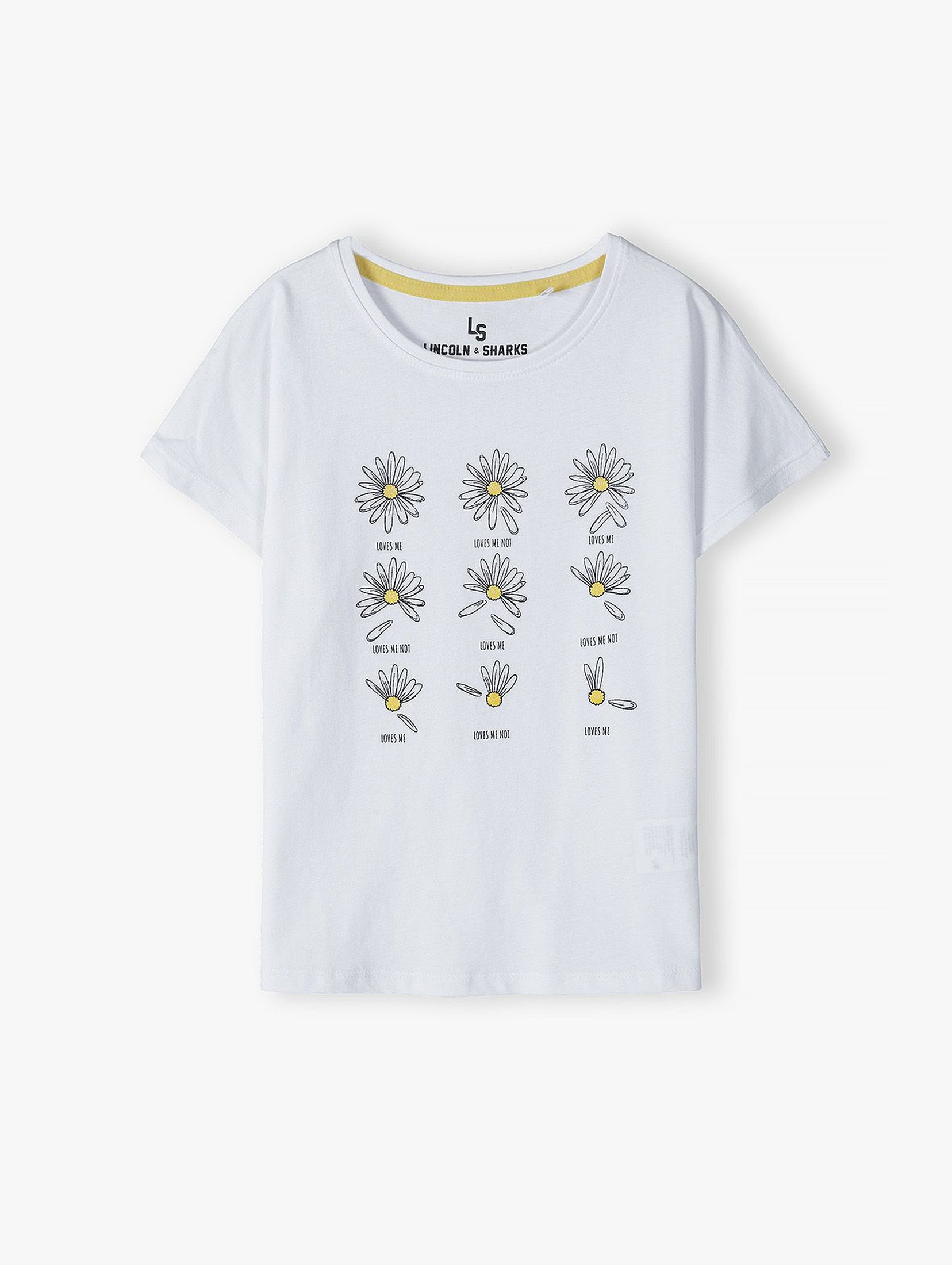 T- shirt dziewczęcy bawełniany w kwiatki