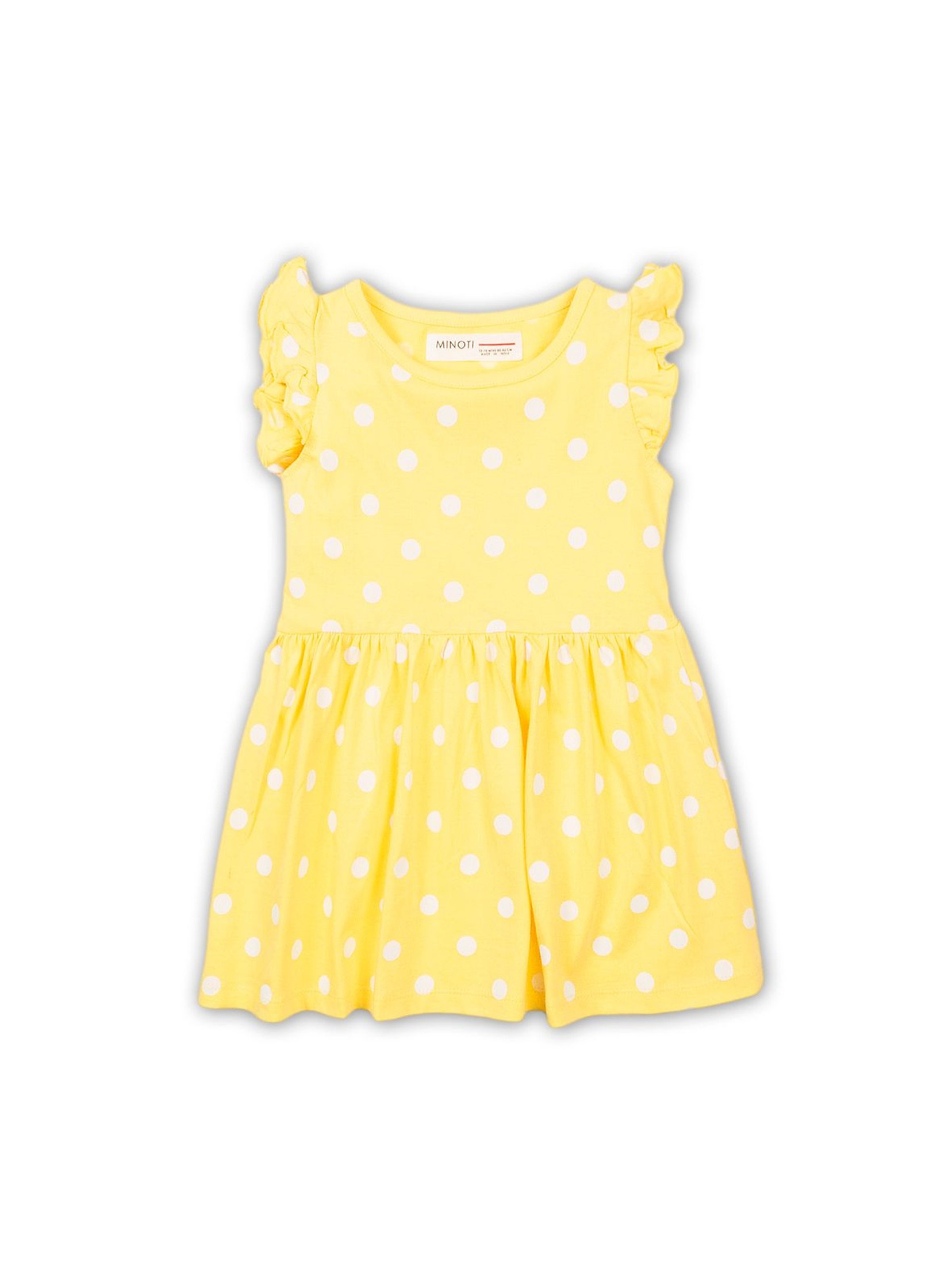 Sukienka na lato żółta w białe kropki