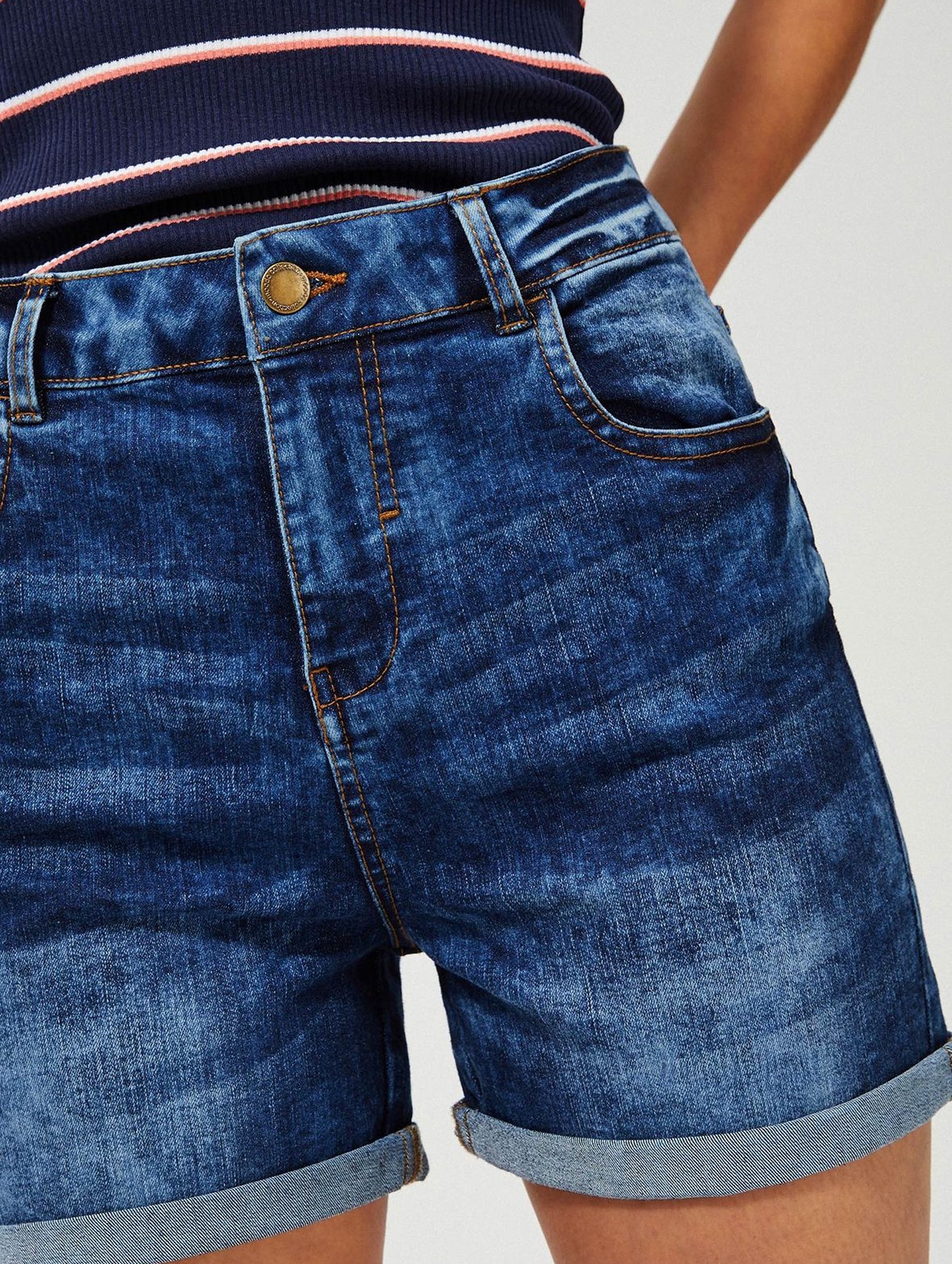 Szorty damskie jeansowe high waist -granatowe