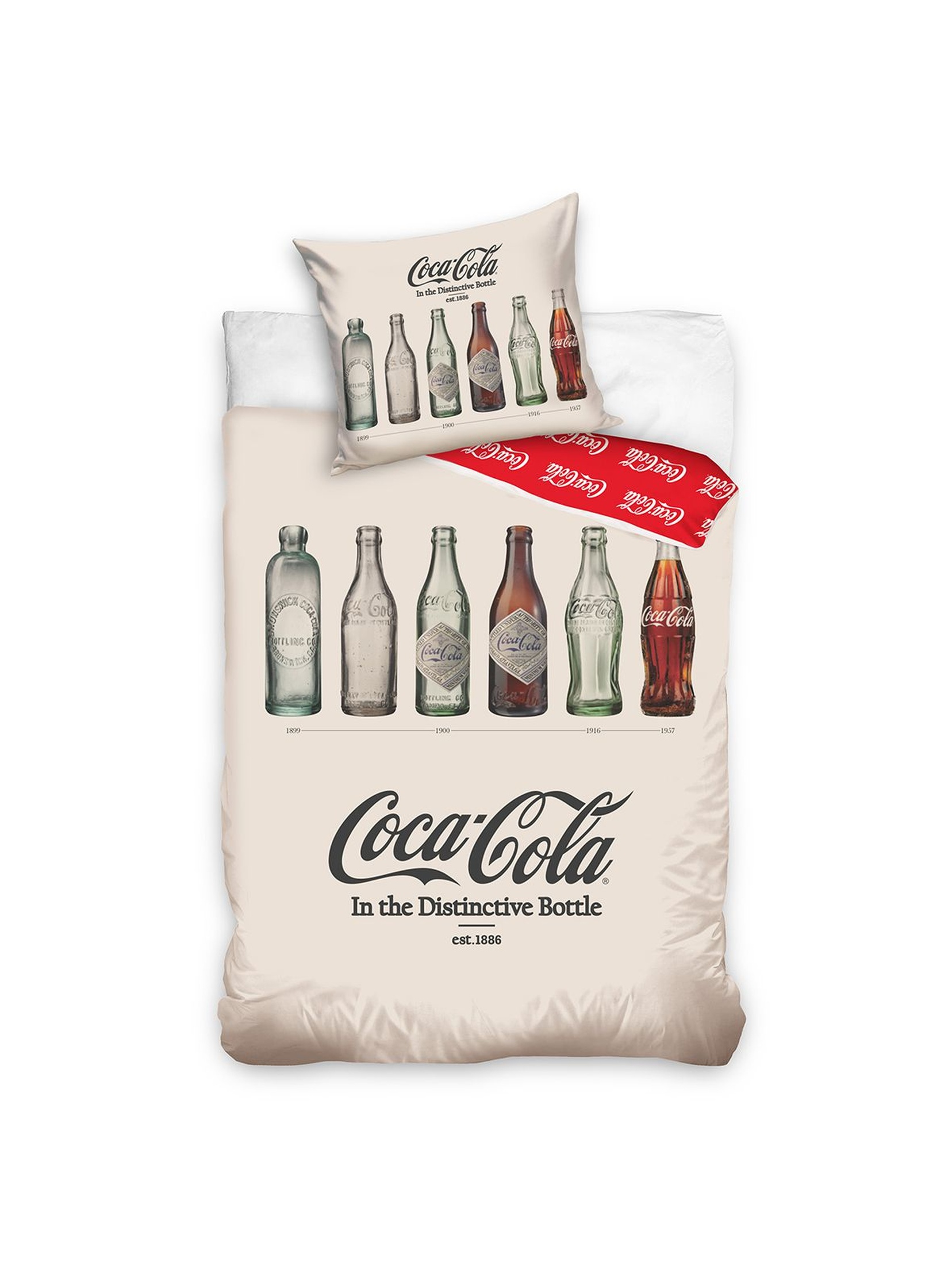 Komplet pościeli bawełnianej Coca Cola 140x200+70x90 cm