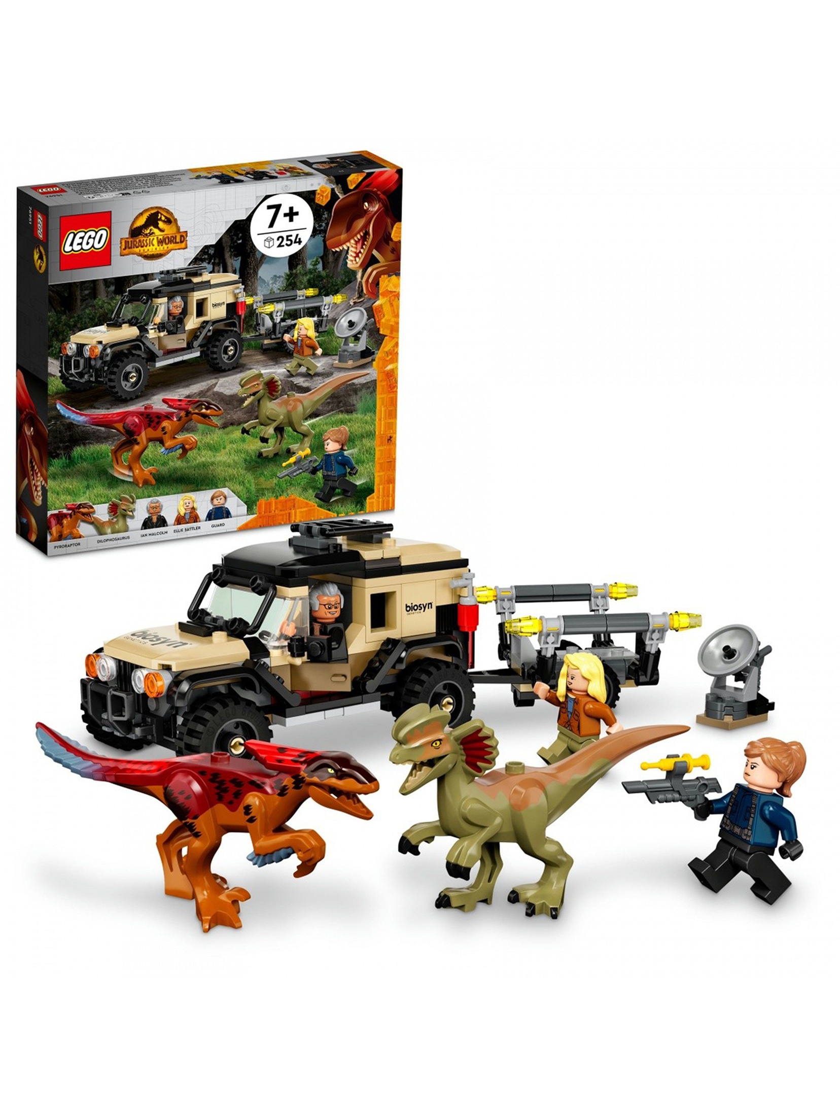 Klocki LEGO Jurassic World 76951 Transport pyroraptora i dilofozaura - 254 elementy, wiek 7 +