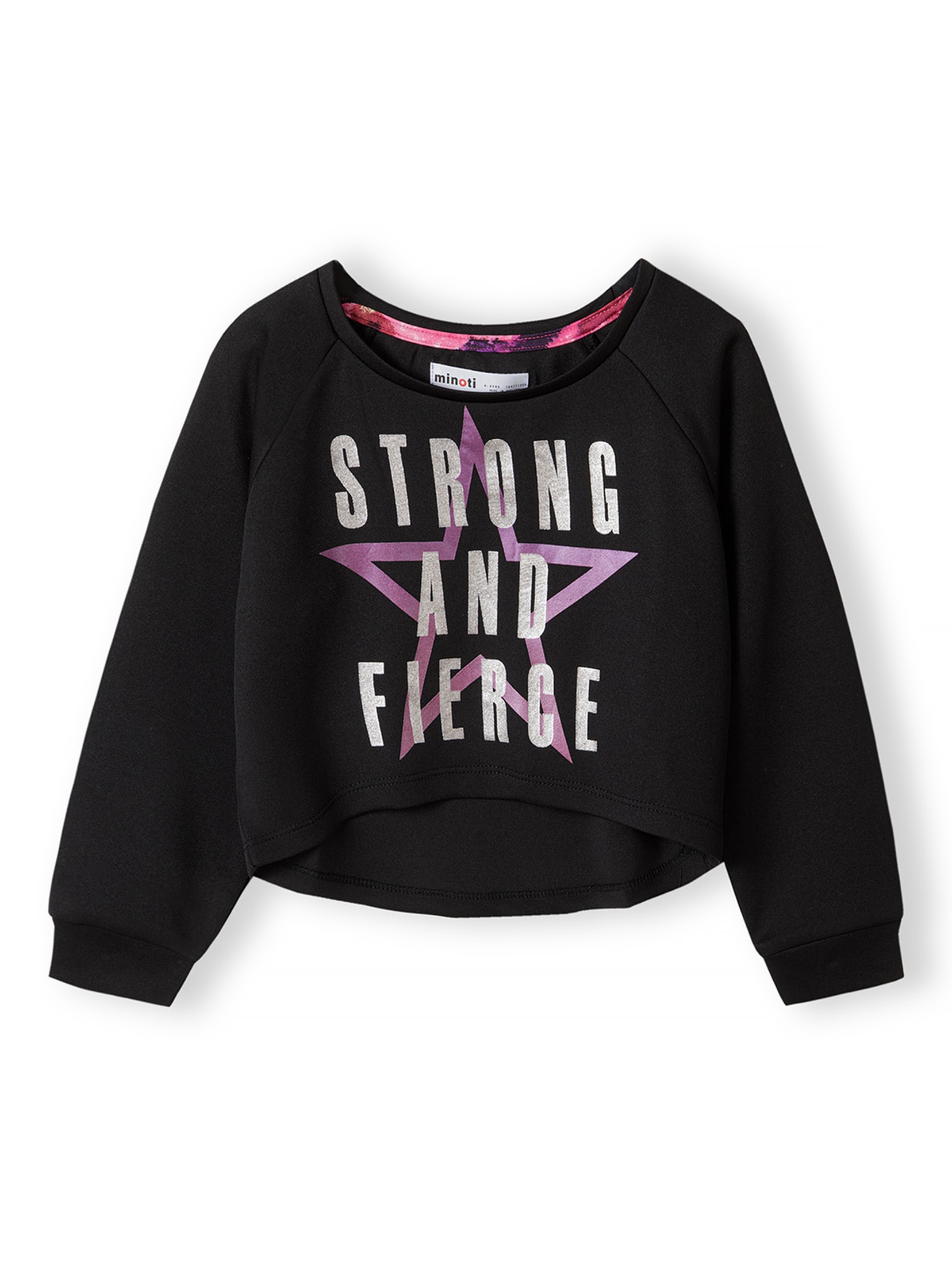 Bluza sportowa czarna dla małej dziewczynki- Strong and fierce